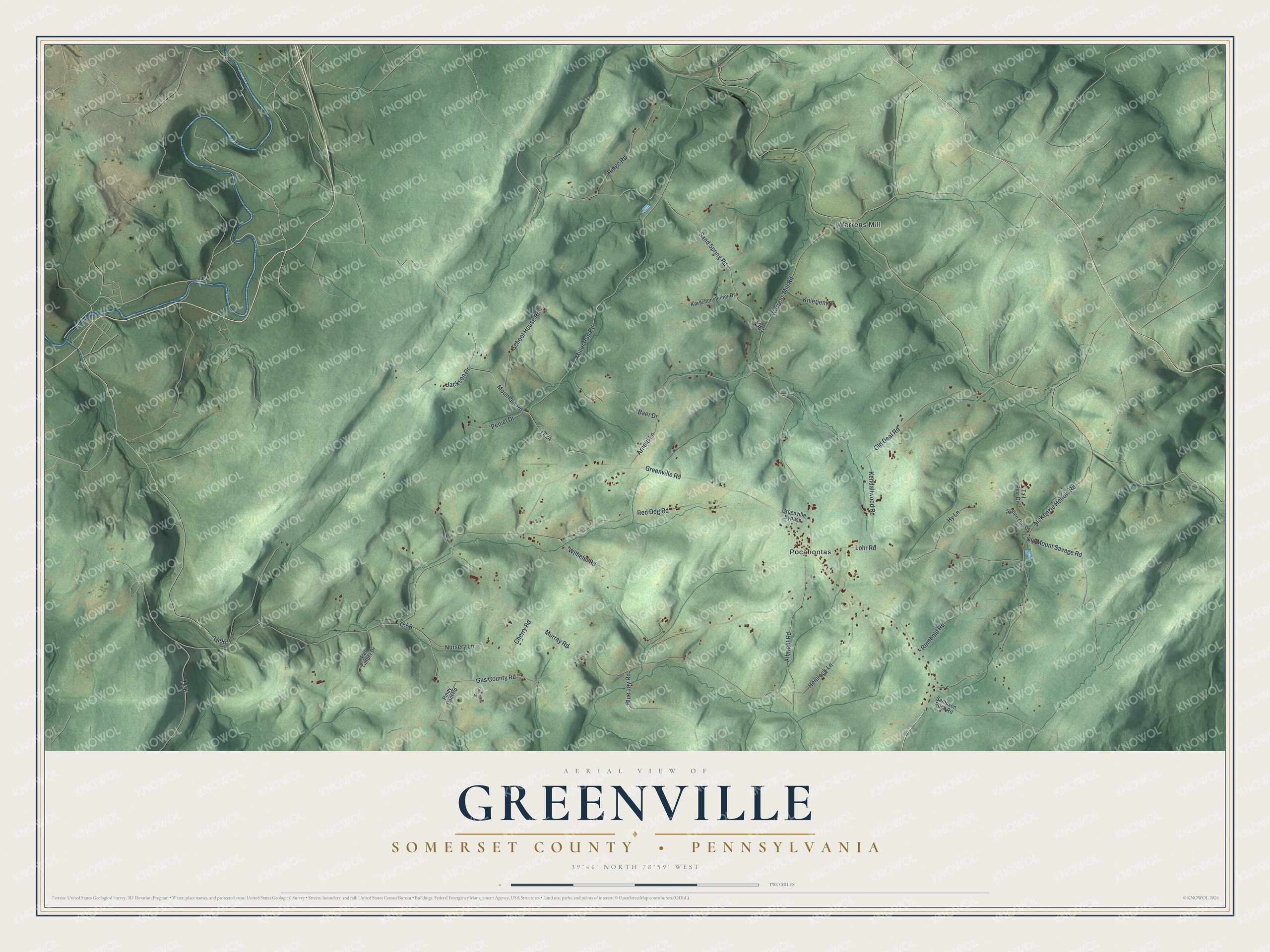 Watermarked full-map preview of Greenville, Pennsylvania