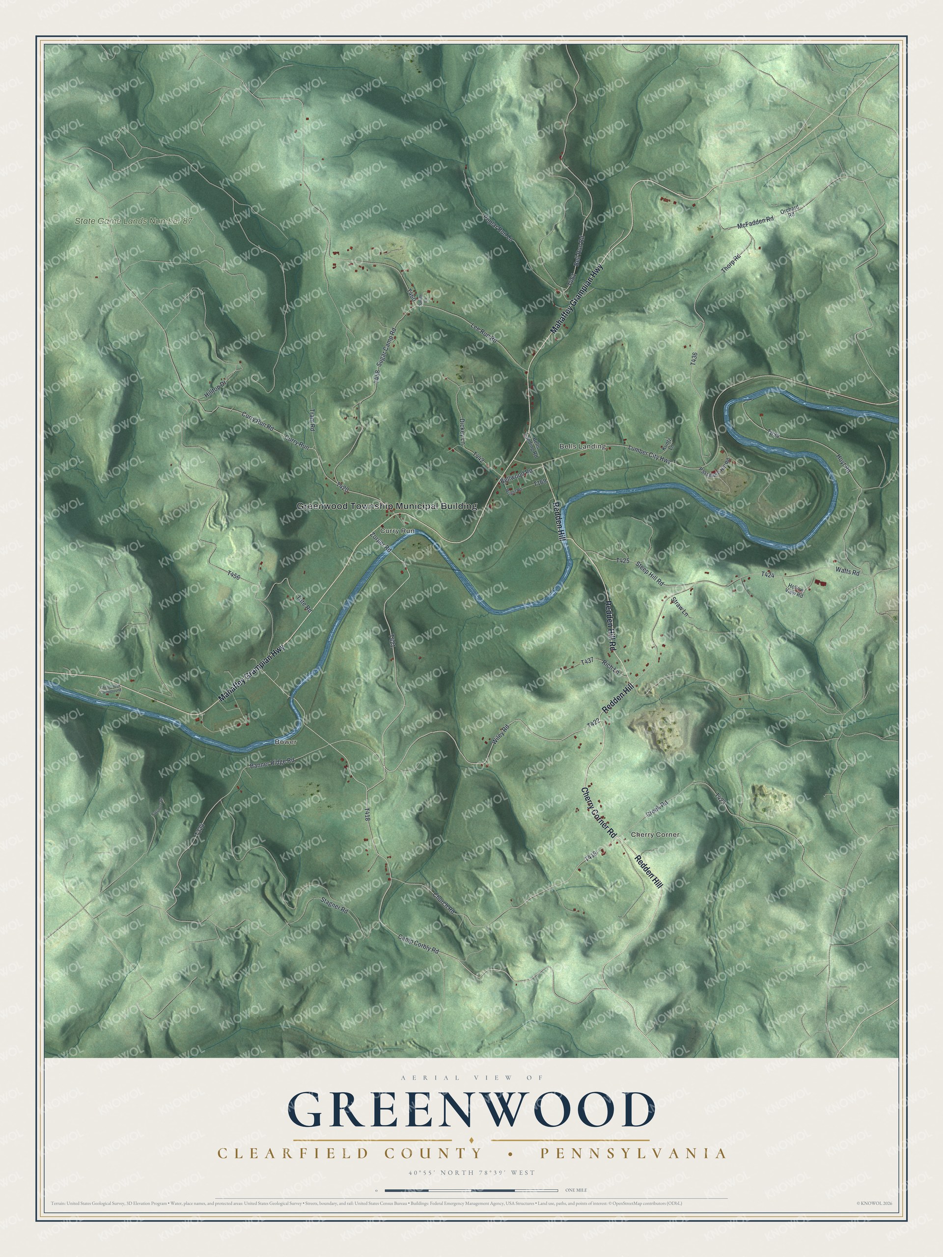 Watermarked full-map preview of Greenwood, Pennsylvania