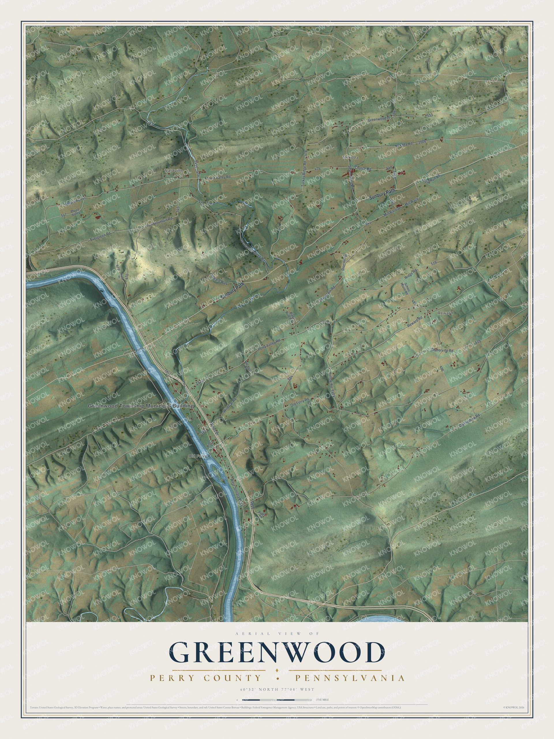 Watermarked full-map preview of Greenwood, Pennsylvania