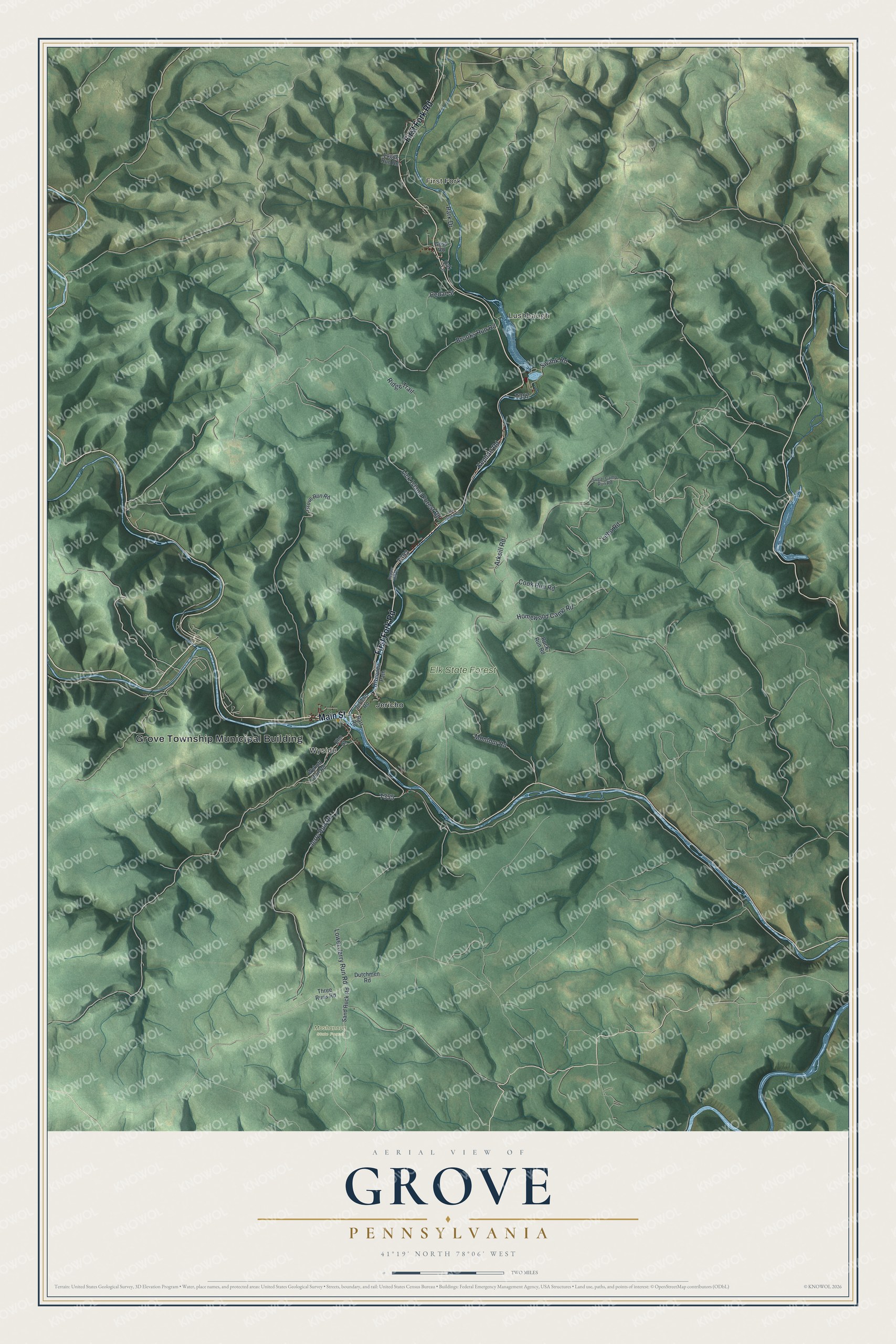 Watermarked full-map preview of Grove, Pennsylvania