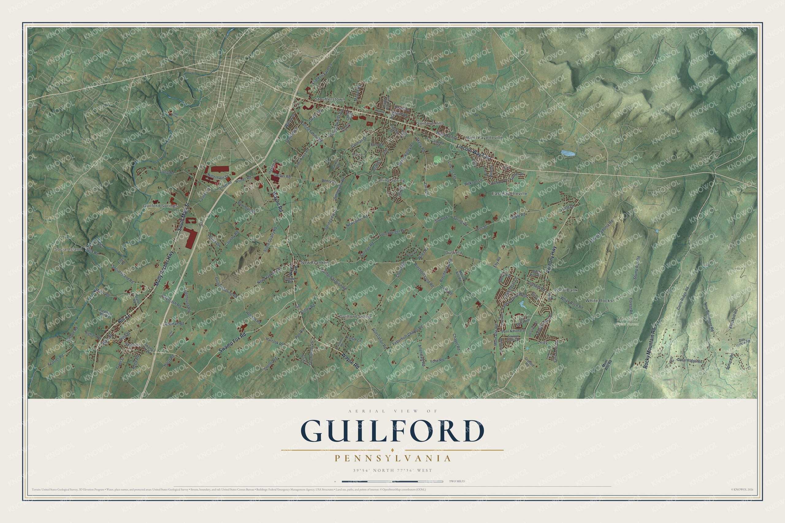 Watermarked full-map preview of Guilford, Pennsylvania