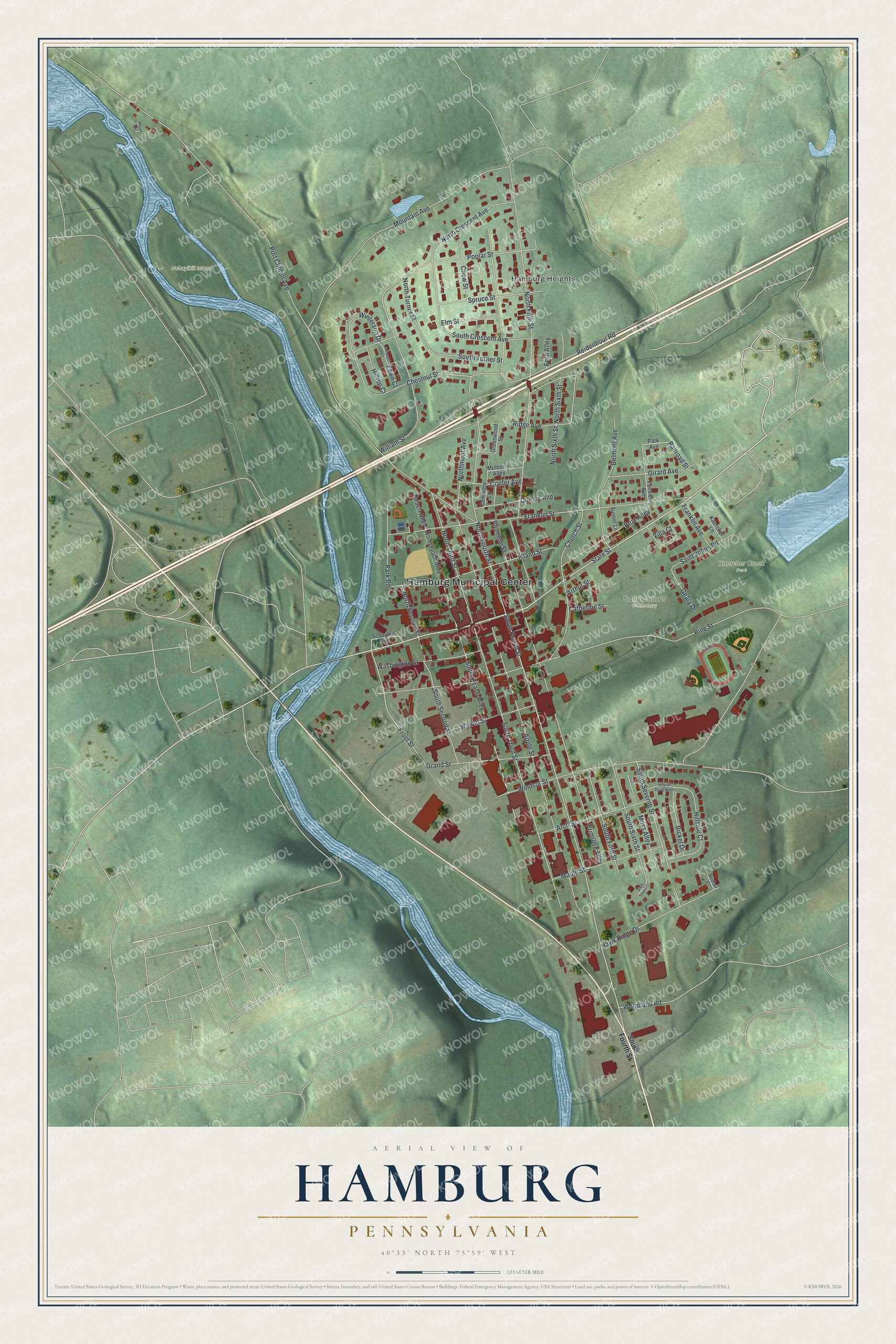 Watermarked full-map preview of Hamburg, Pennsylvania