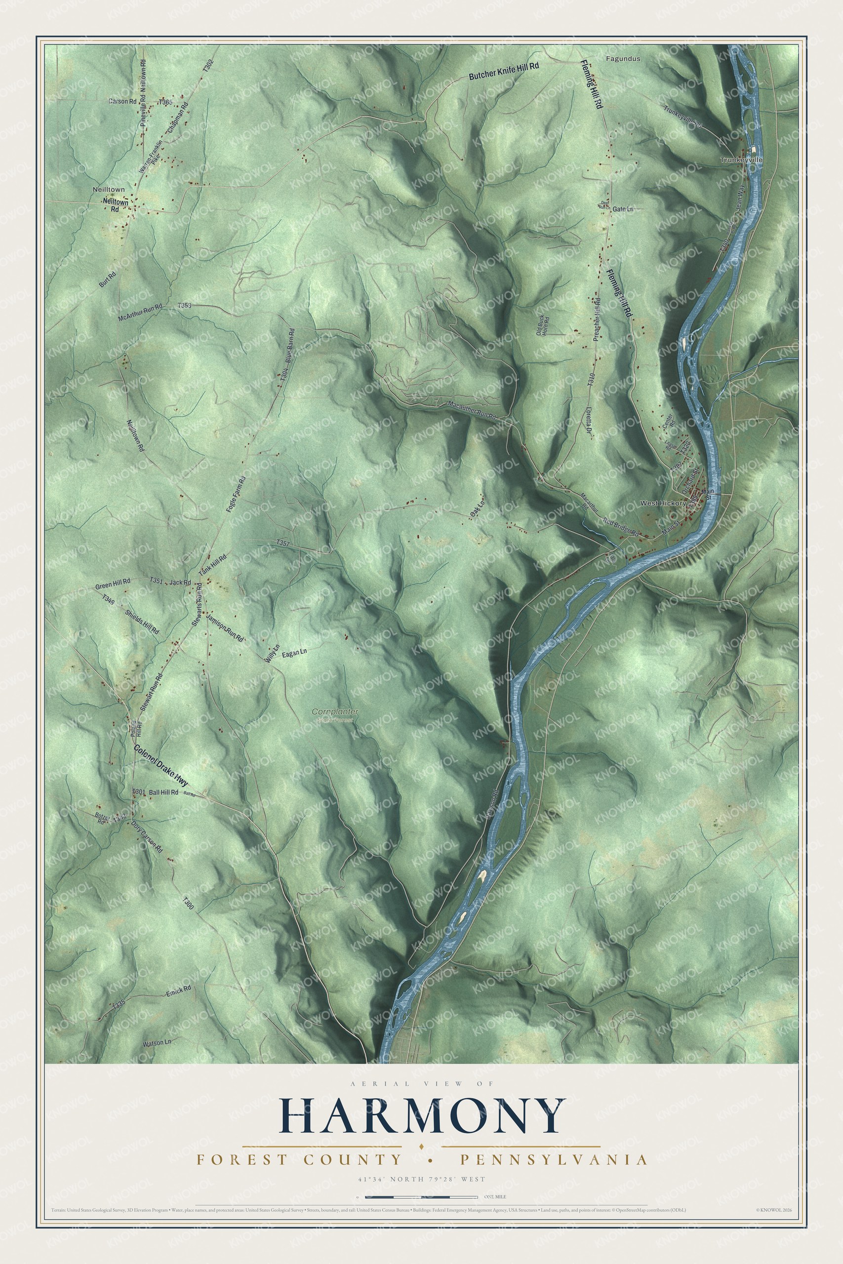 Watermarked full-map preview of Harmony, Pennsylvania