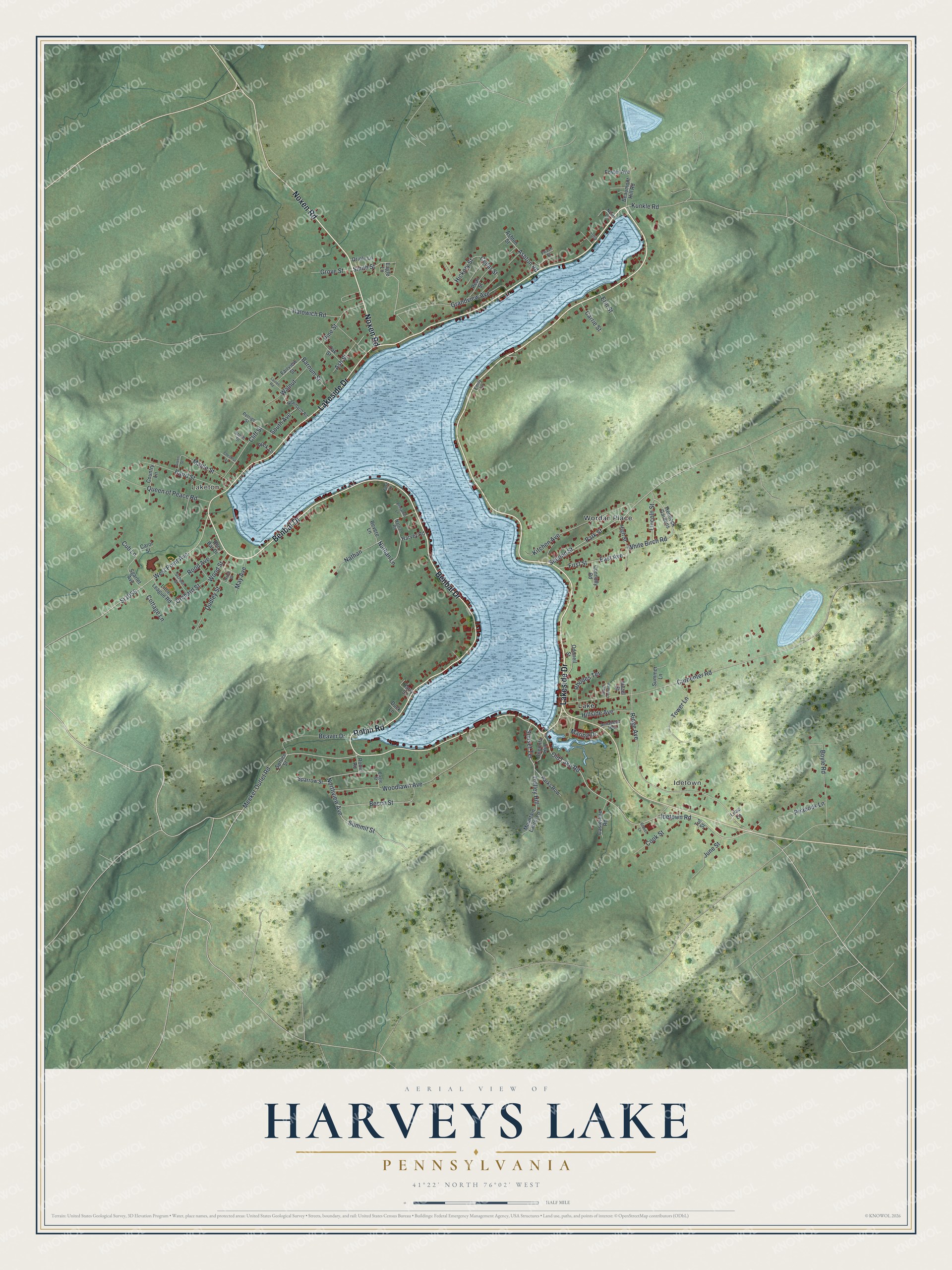 Watermarked full-map preview of Harveys Lake, Pennsylvania