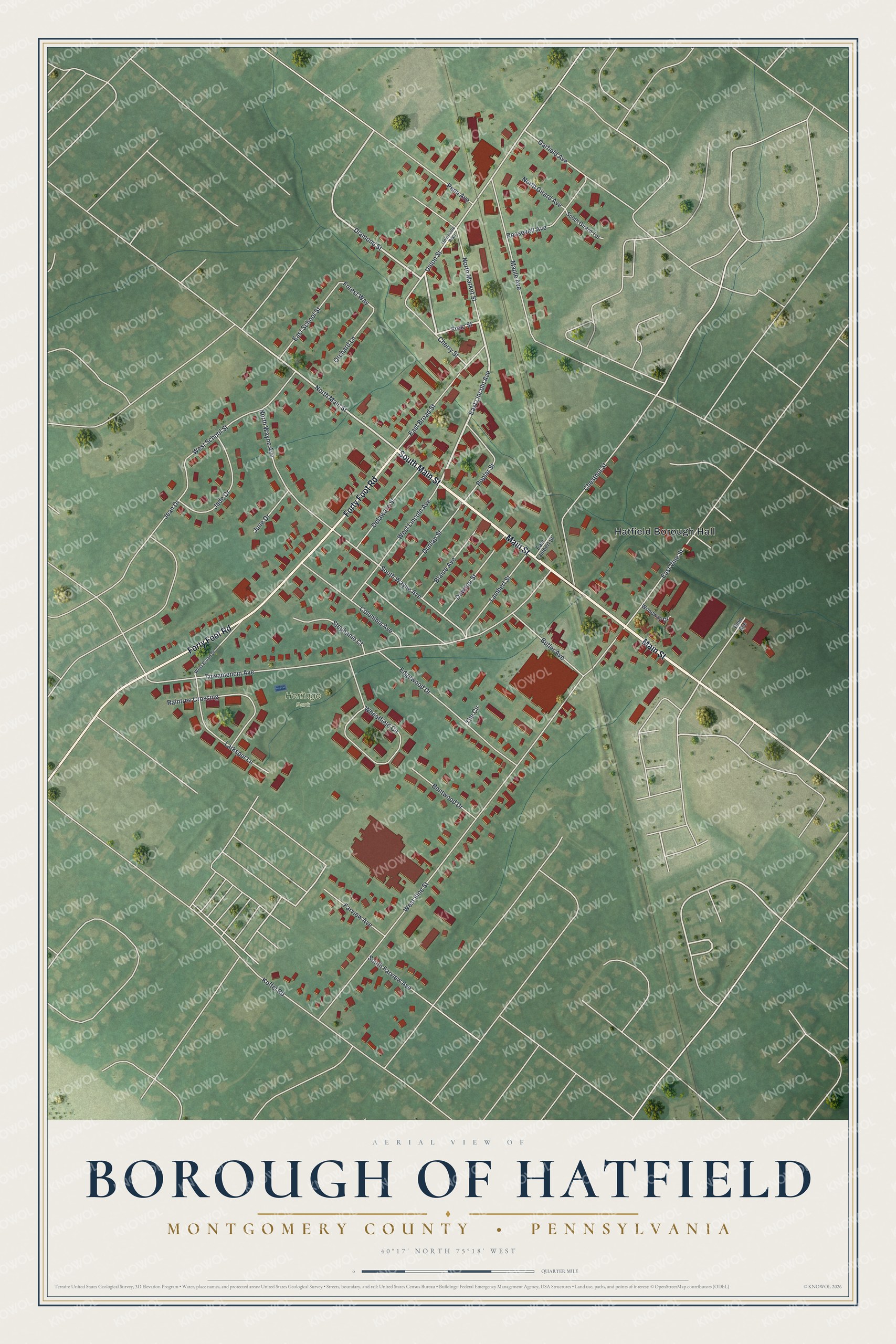 Watermarked full-map preview of Borough of Hatfield, Pennsylvania