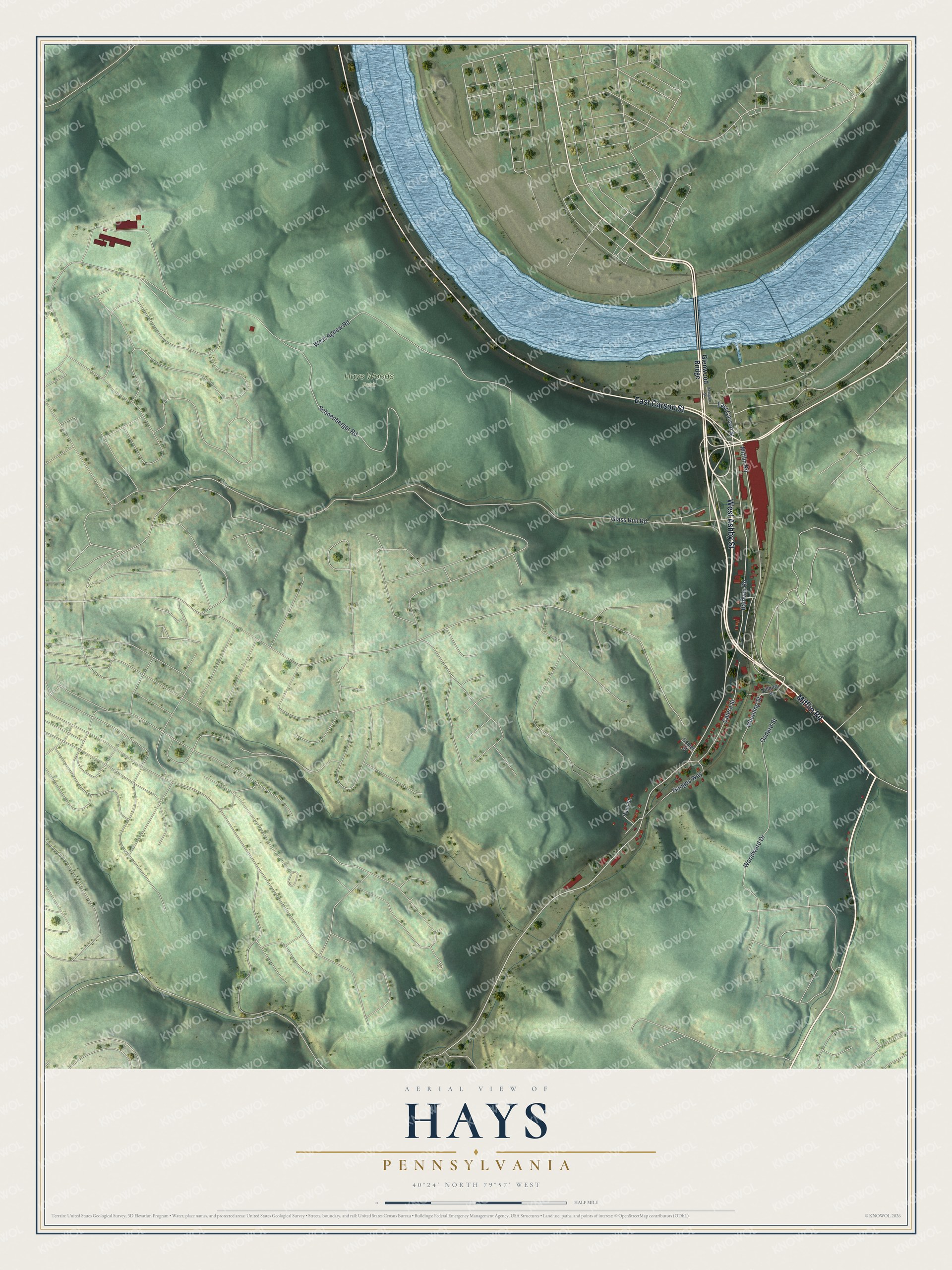 Watermarked full-map preview of Hays, Pennsylvania