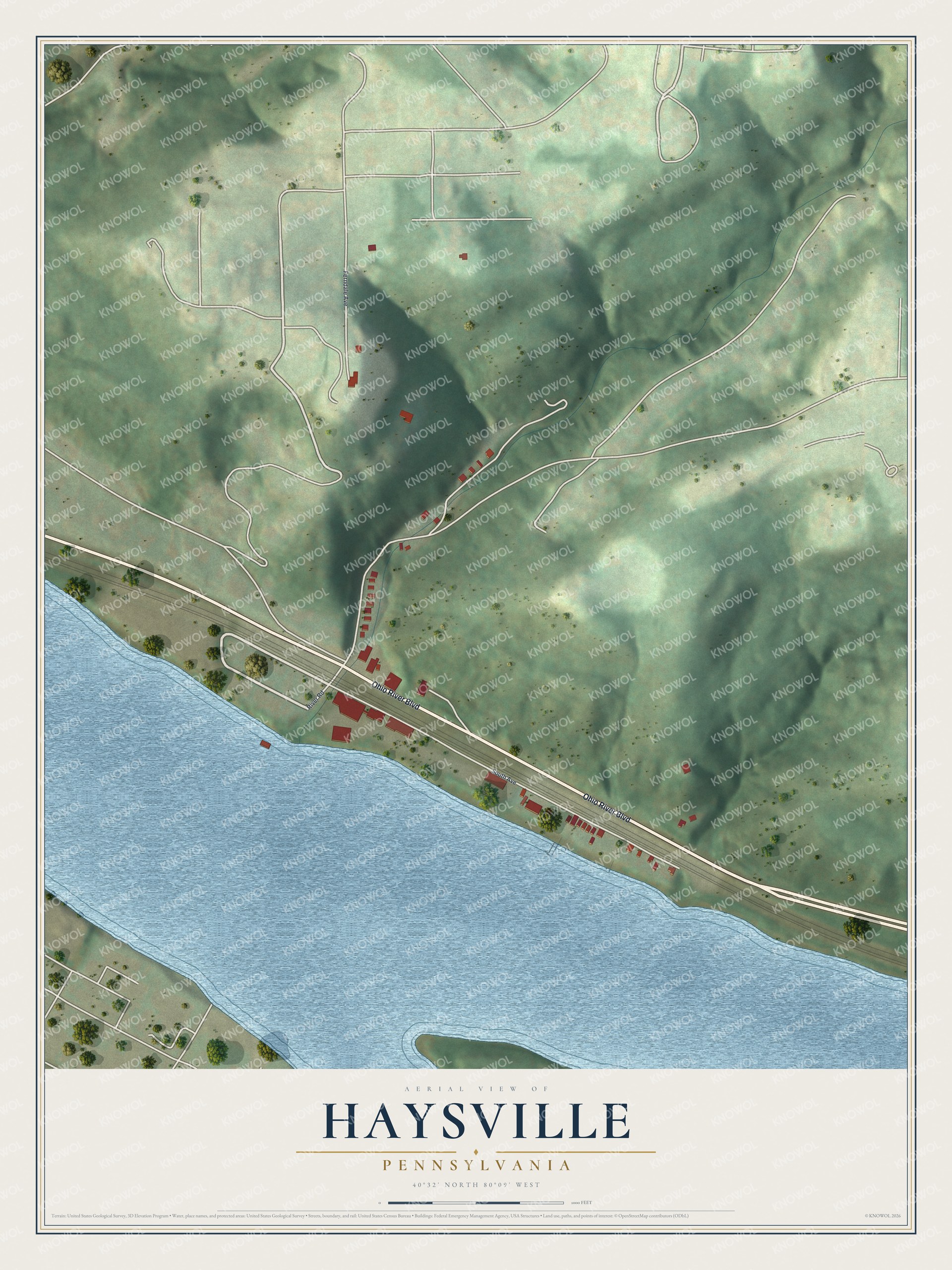 Watermarked full-map preview of Haysville, Pennsylvania