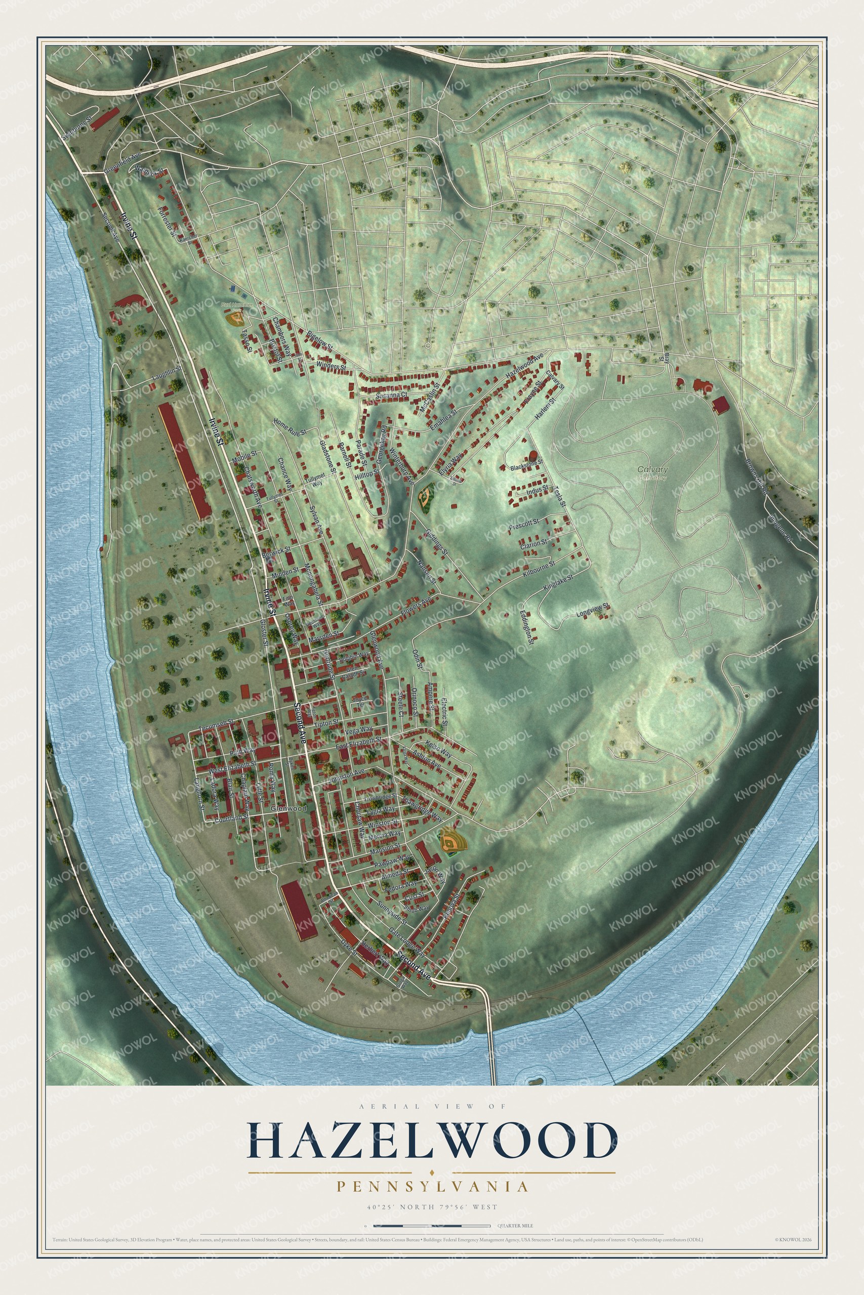 Watermarked full-map preview of Hazelwood, Pennsylvania