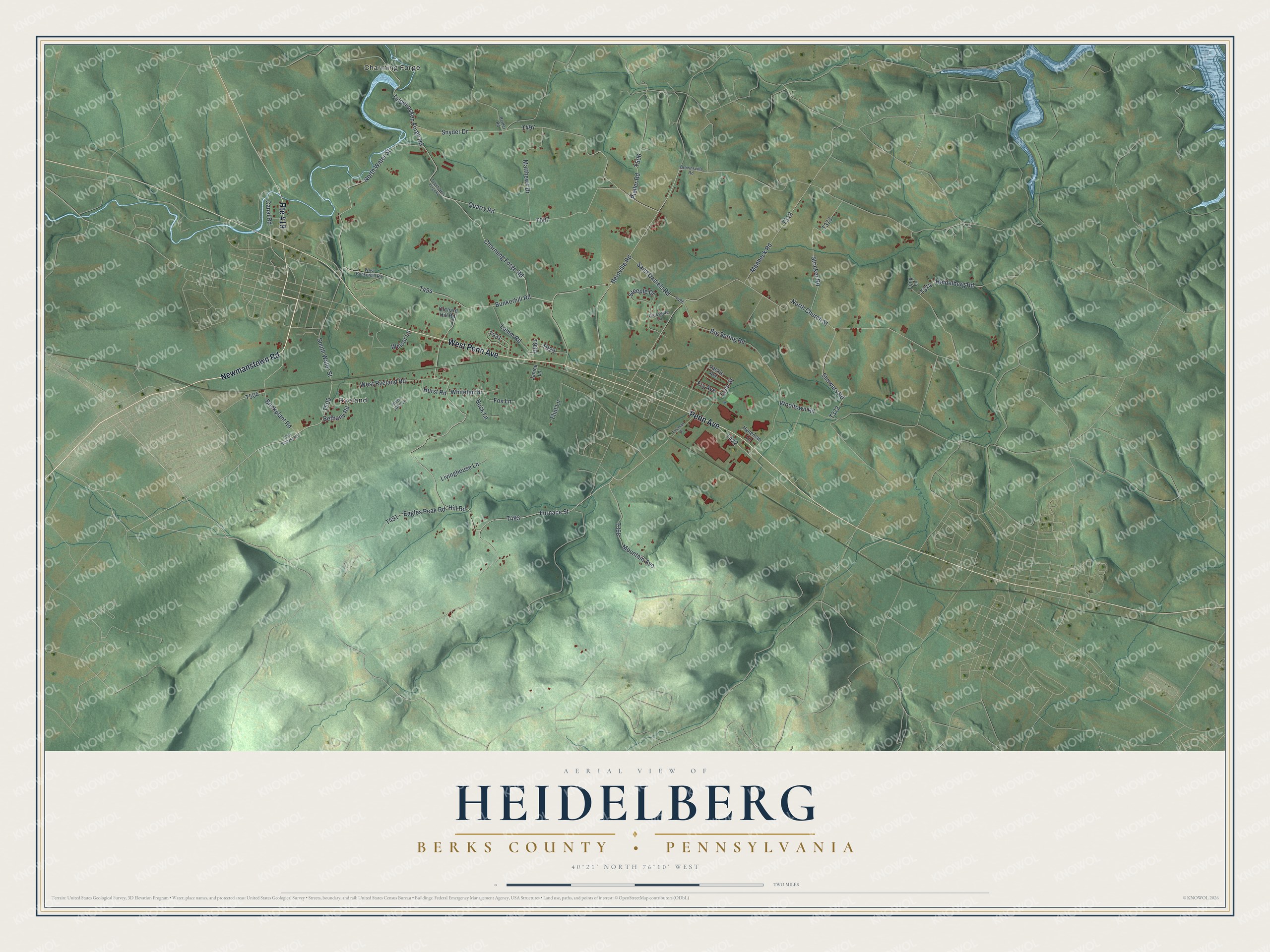Watermarked full-map preview of Heidelberg, Pennsylvania
