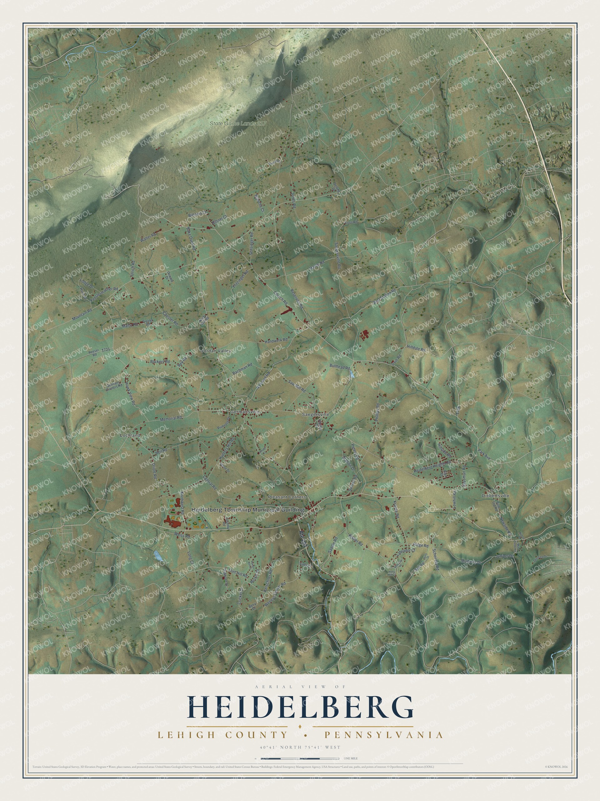 Watermarked full-map preview of Heidelberg, Pennsylvania