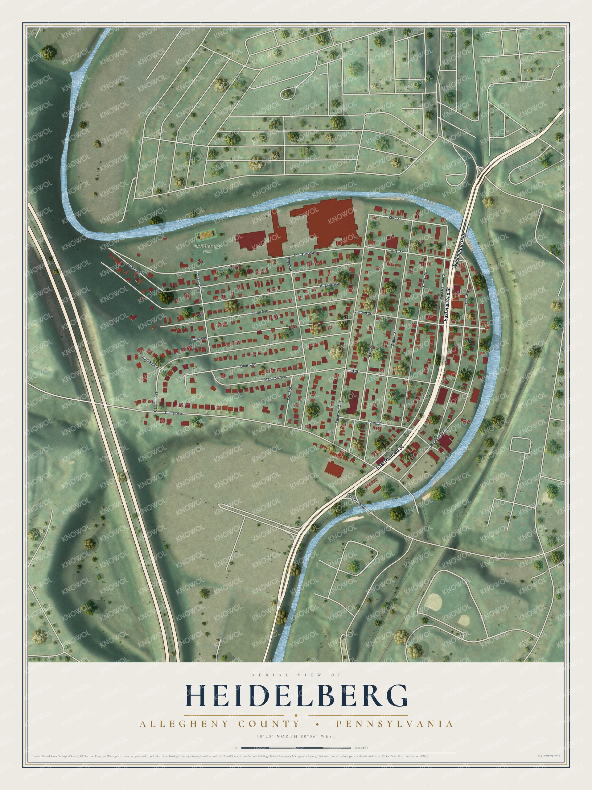 Watermarked full-map preview of Heidelberg, Pennsylvania