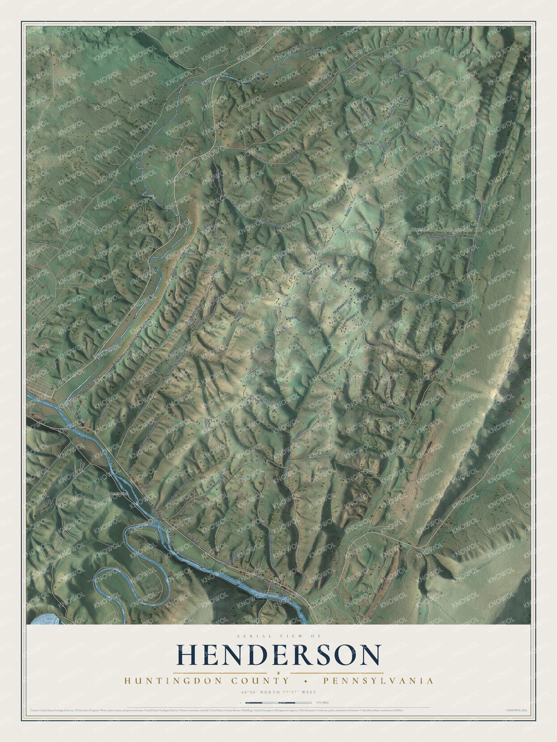 Watermarked full-map preview of Henderson, Pennsylvania