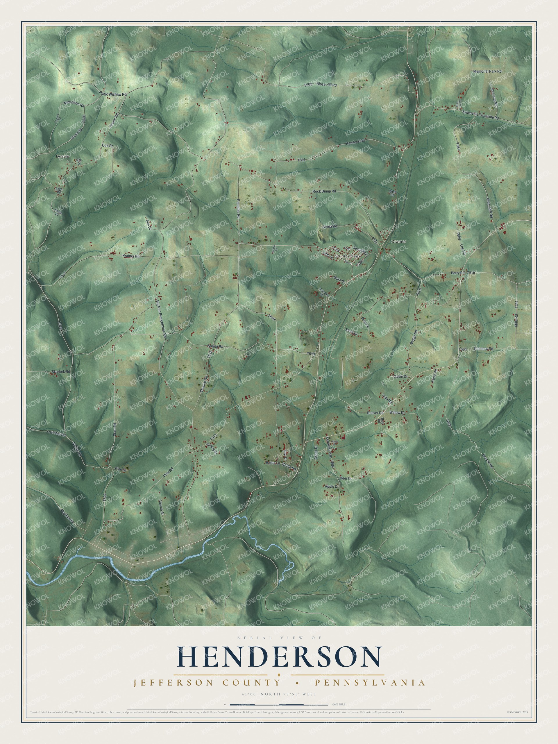 Watermarked full-map preview of Henderson, Pennsylvania
