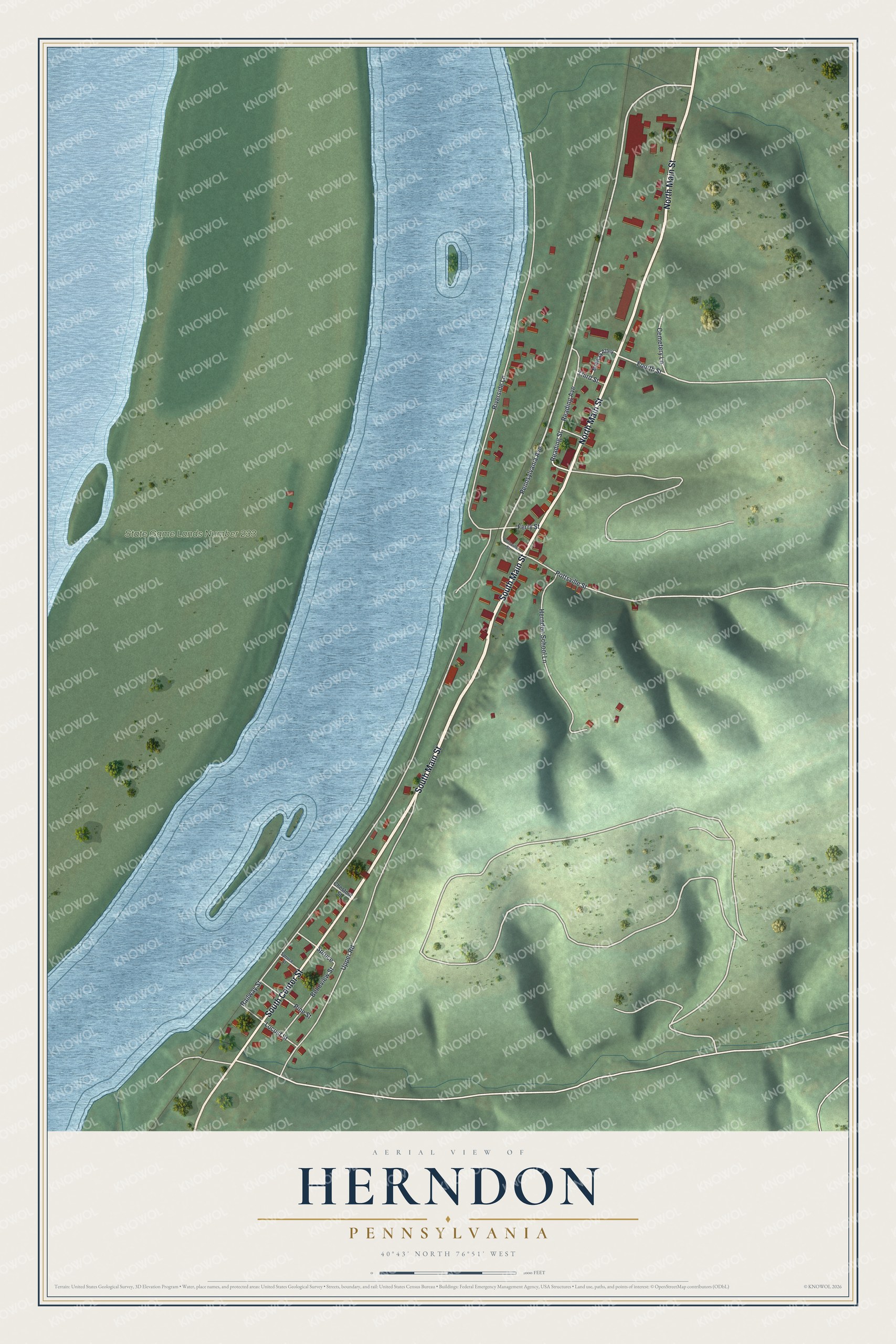 Watermarked full-map preview of Herndon, Pennsylvania