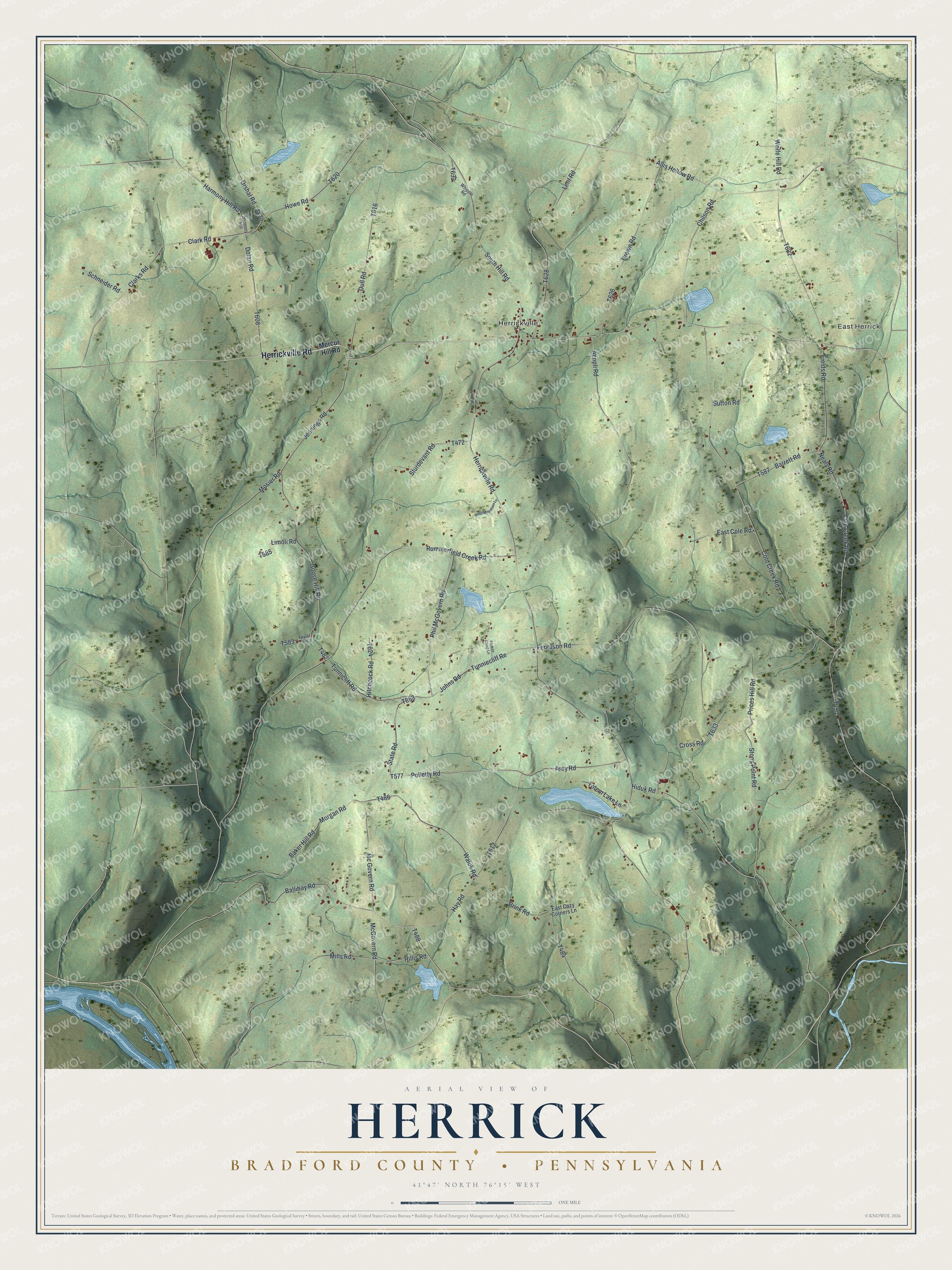 Watermarked full-map preview of Herrick, Pennsylvania