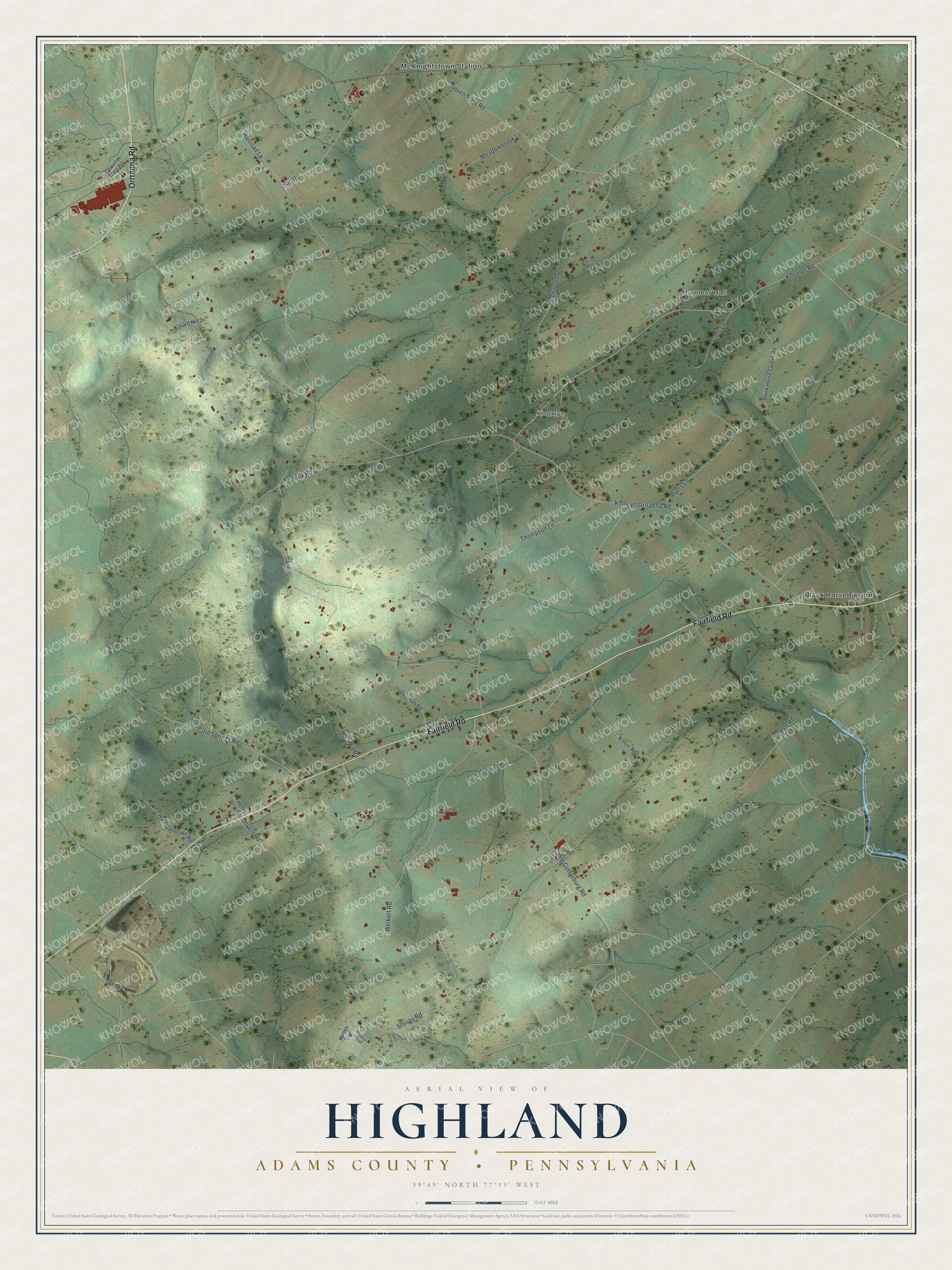 Watermarked full-map preview of Highland, Pennsylvania