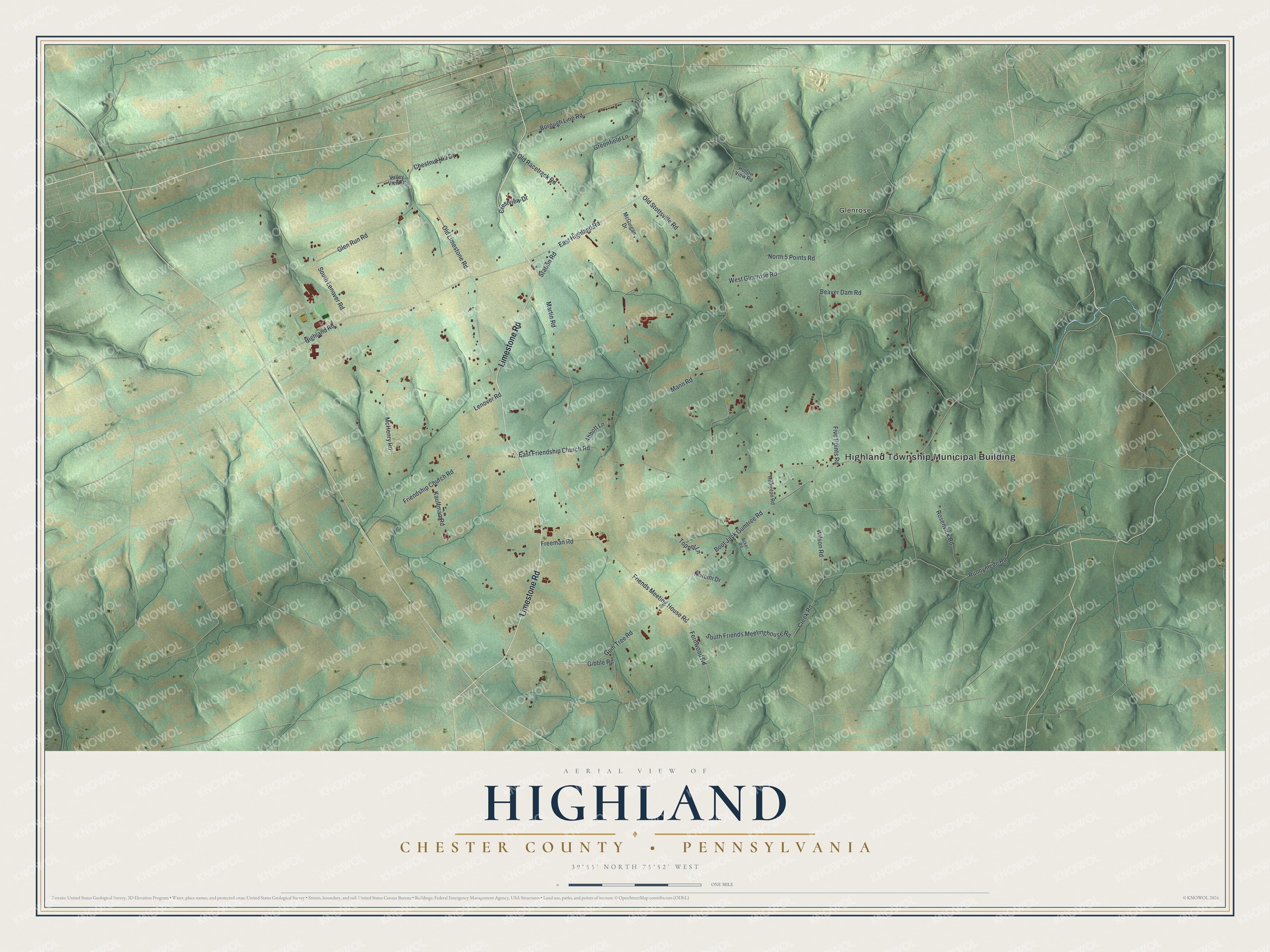 Watermarked full-map preview of Highland, Pennsylvania