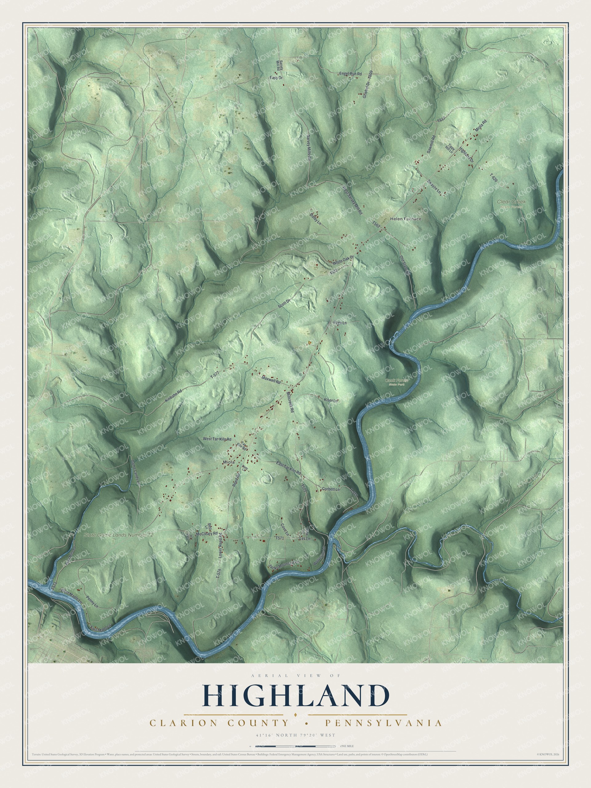 Watermarked full-map preview of Highland, Pennsylvania