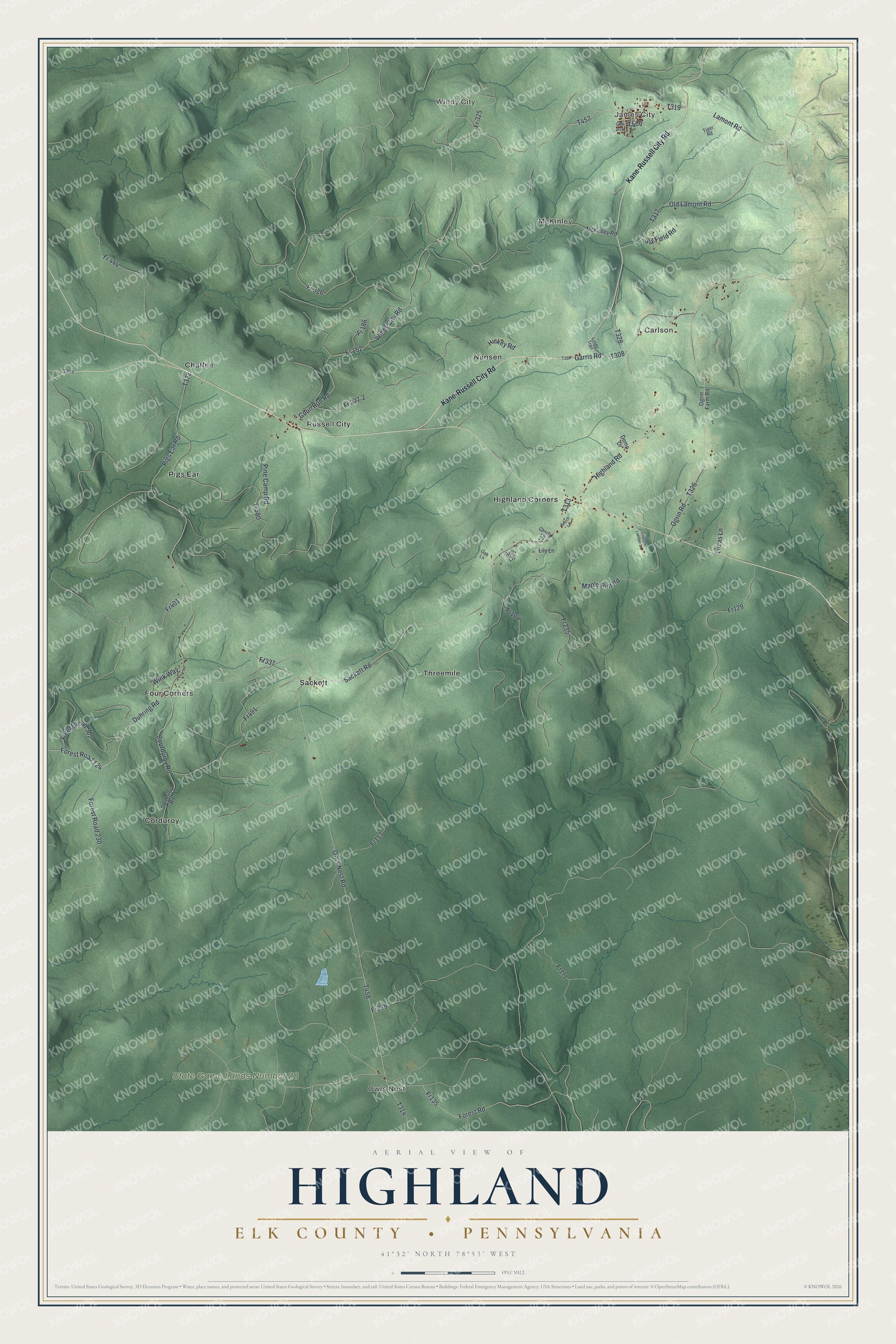 Watermarked full-map preview of Highland, Pennsylvania