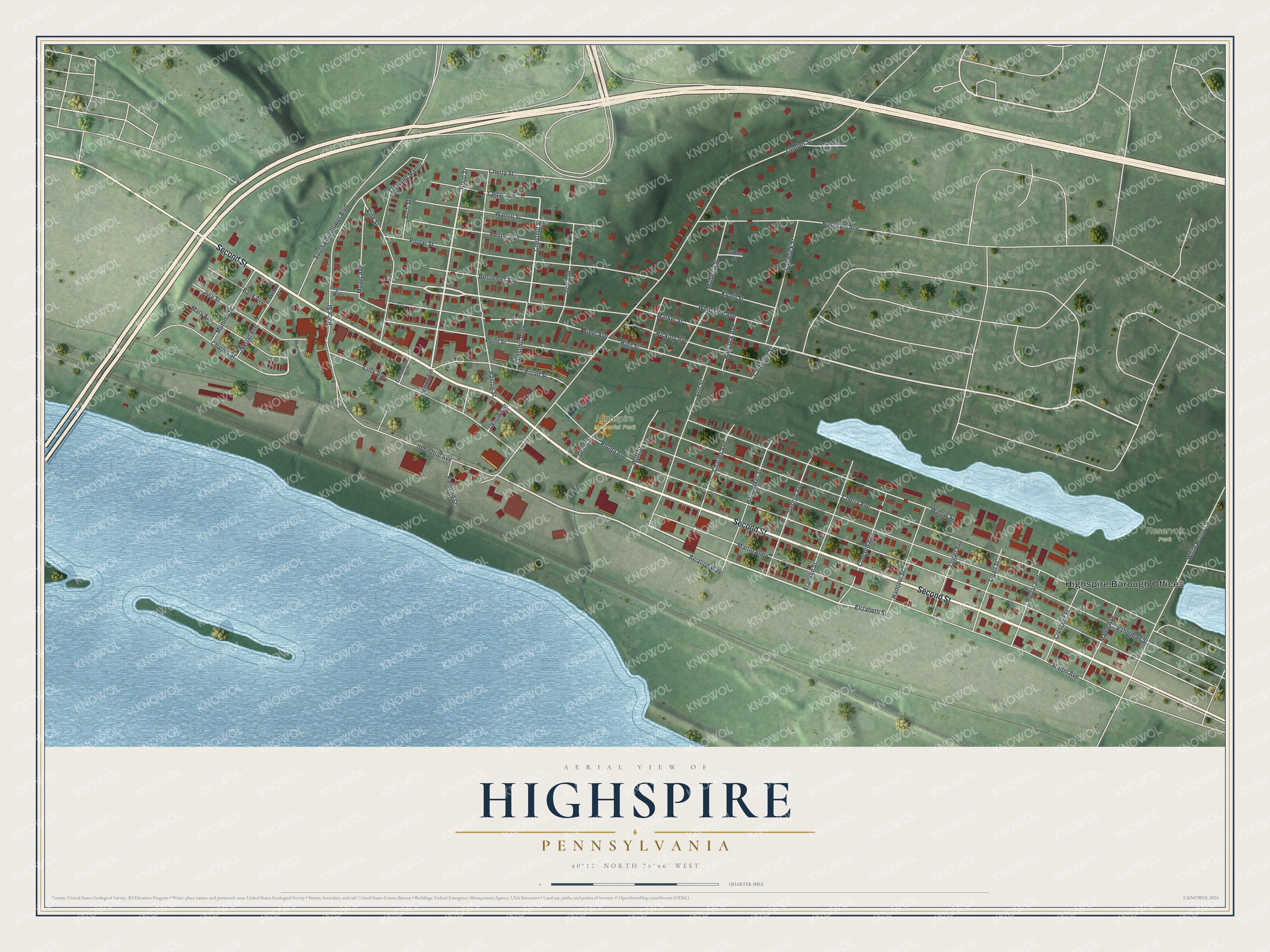 Watermarked full-map preview of Highspire, Pennsylvania