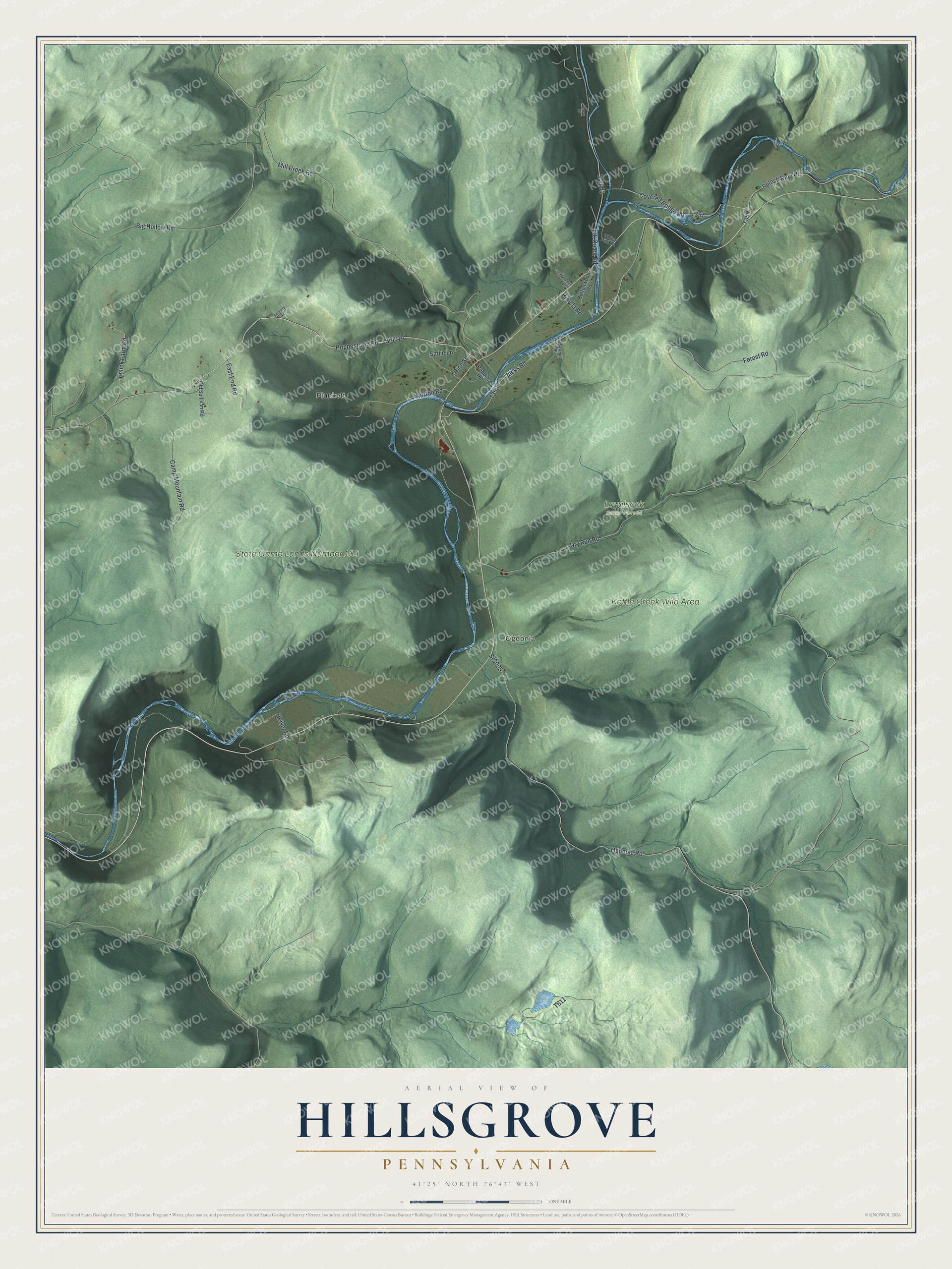Watermarked full-map preview of Hillsgrove, Pennsylvania