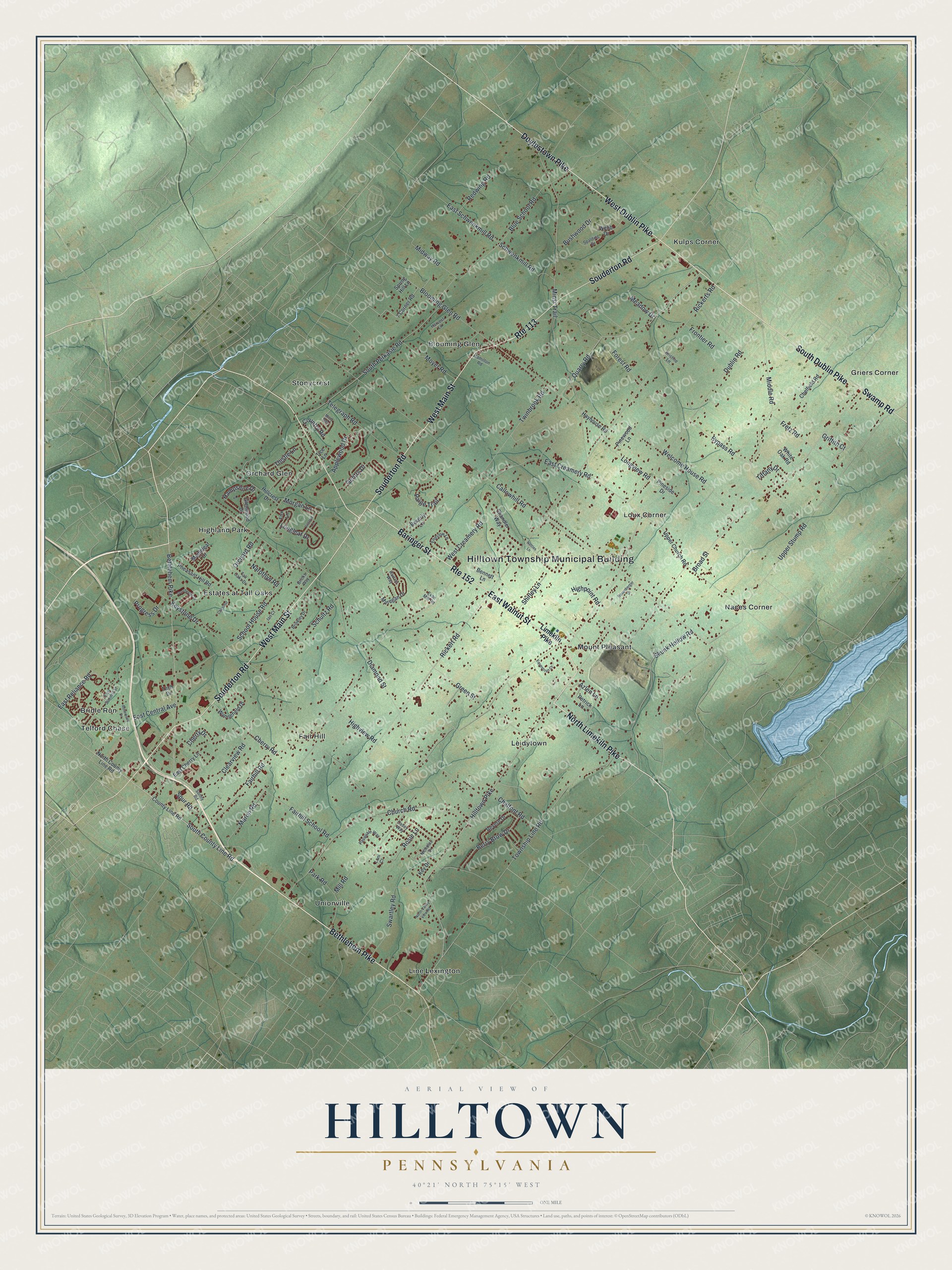 Watermarked full-map preview of Hilltown, Pennsylvania
