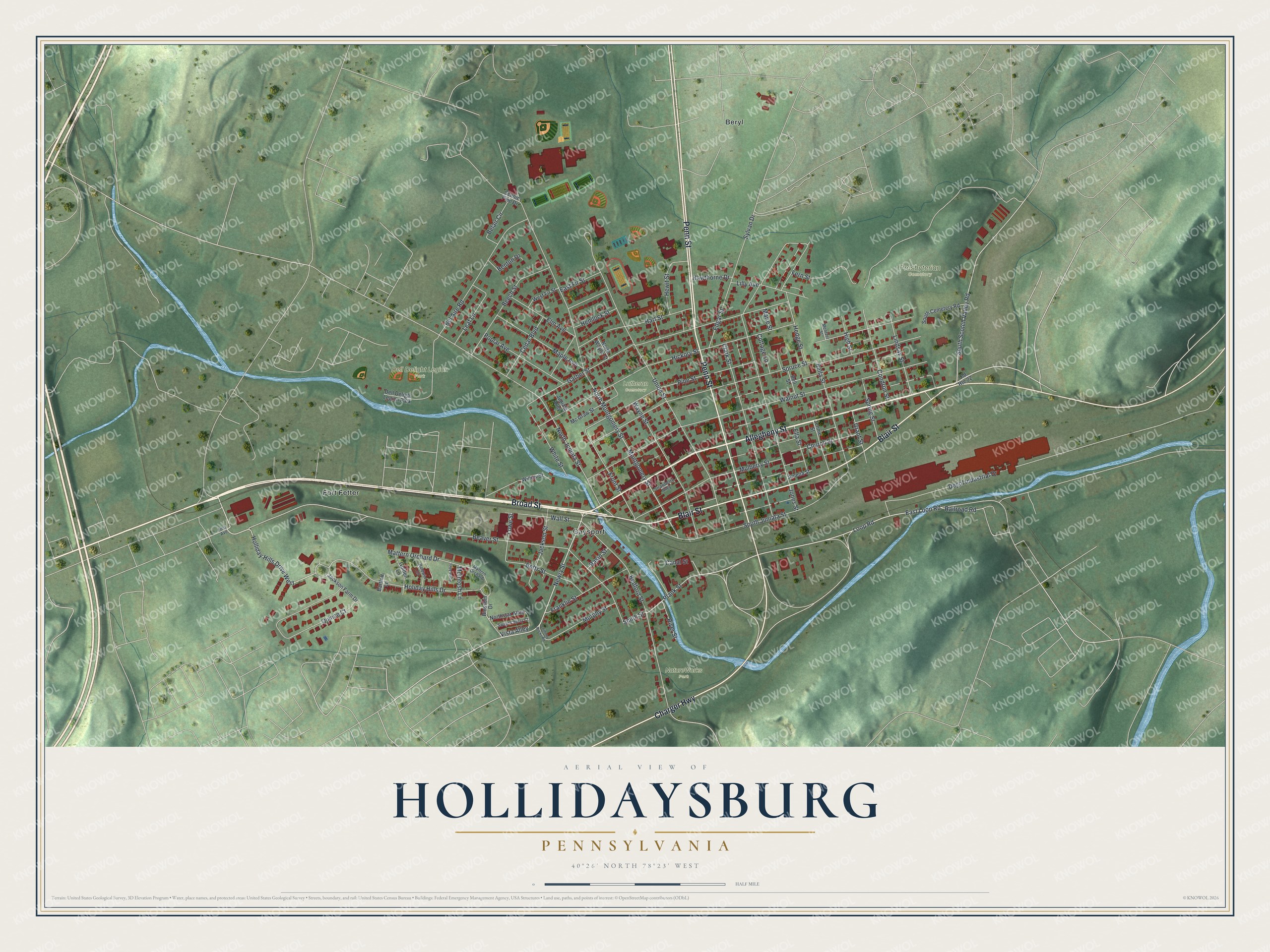 Watermarked full-map preview of Hollidaysburg, Pennsylvania