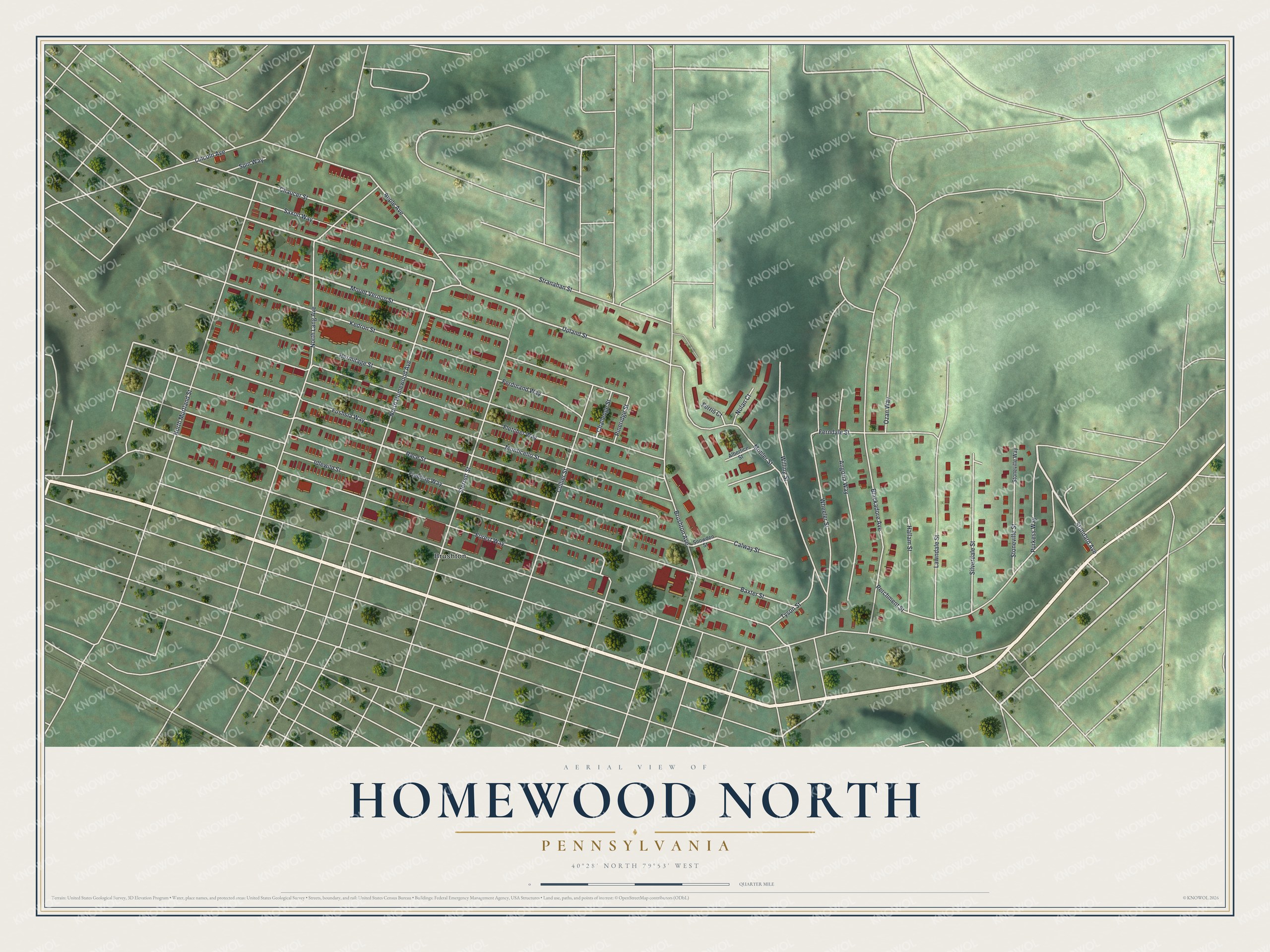 Watermarked full-map preview of Homewood North, Pennsylvania