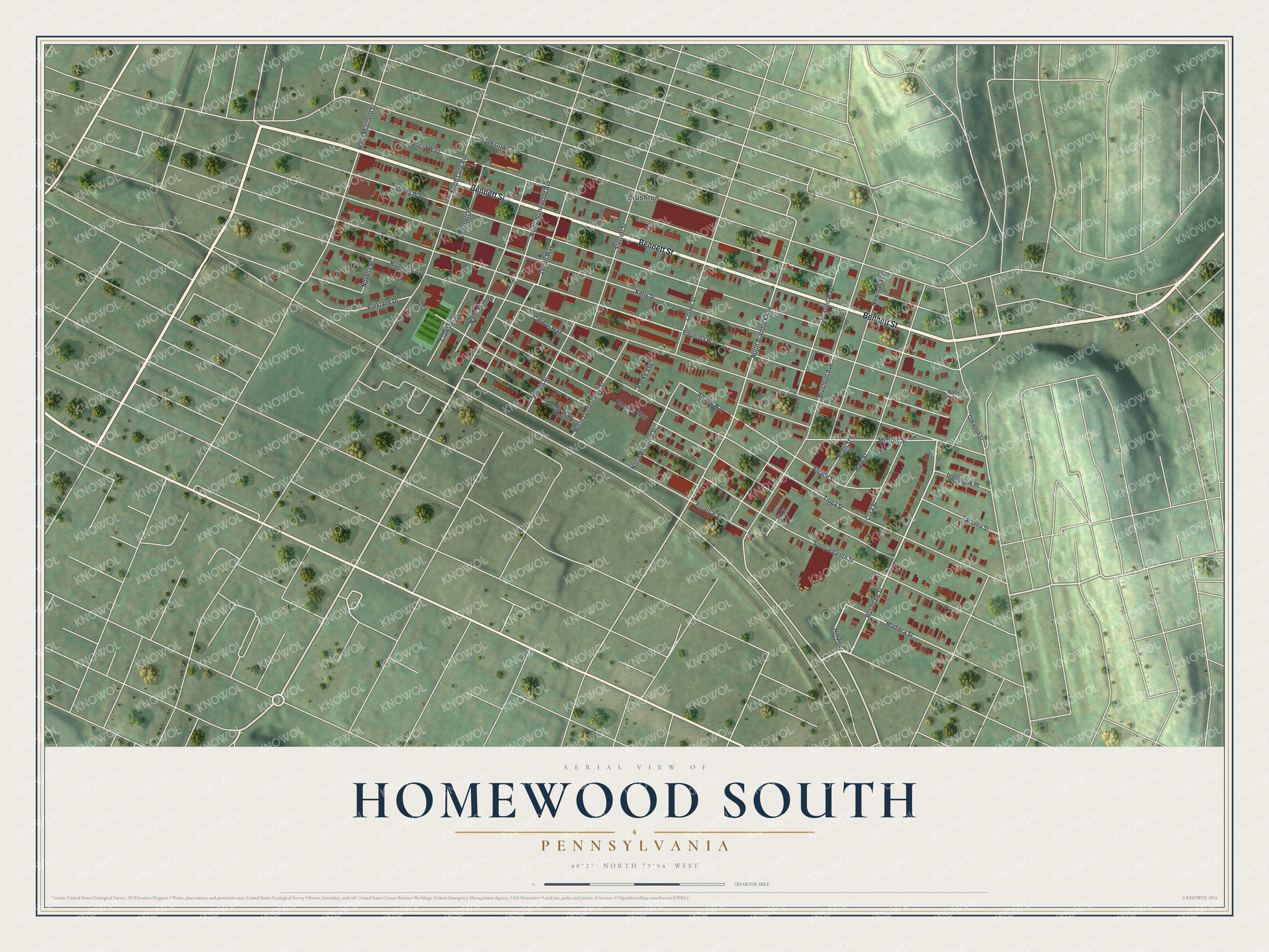 Watermarked full-map preview of Homewood South, Pennsylvania