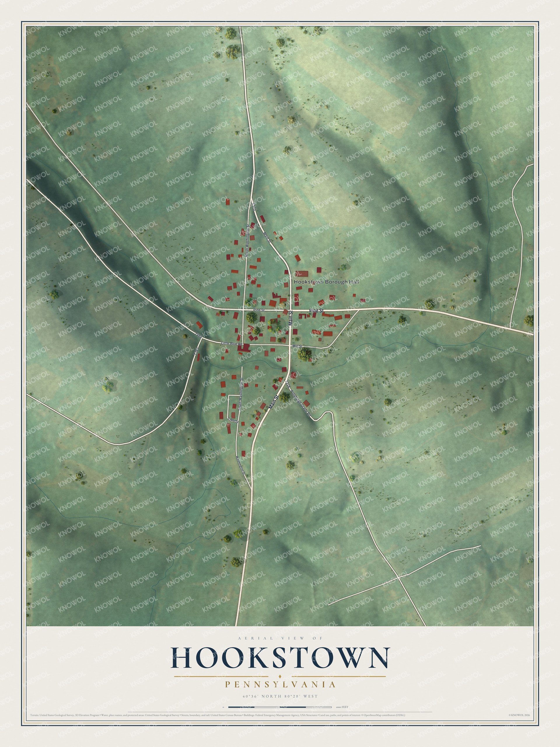 Watermarked full-map preview of Hookstown, Pennsylvania