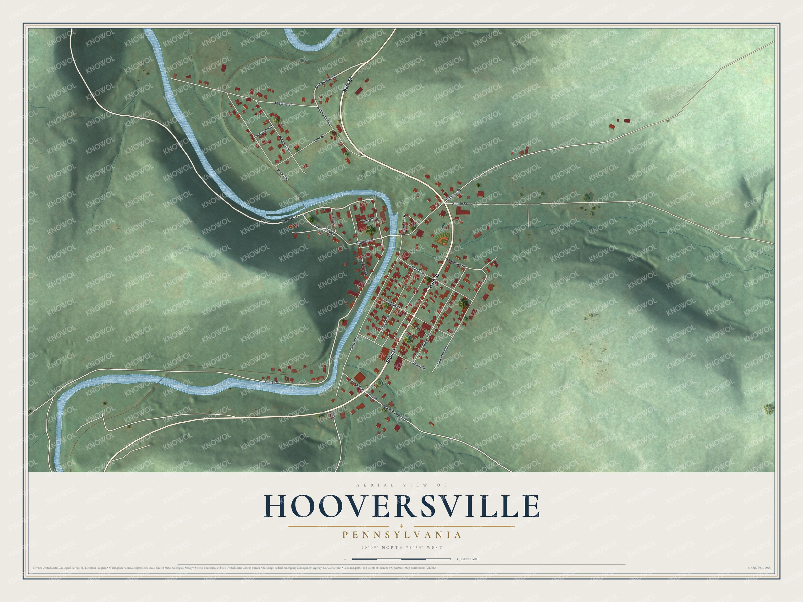 Watermarked full-map preview of Hooversville, Pennsylvania