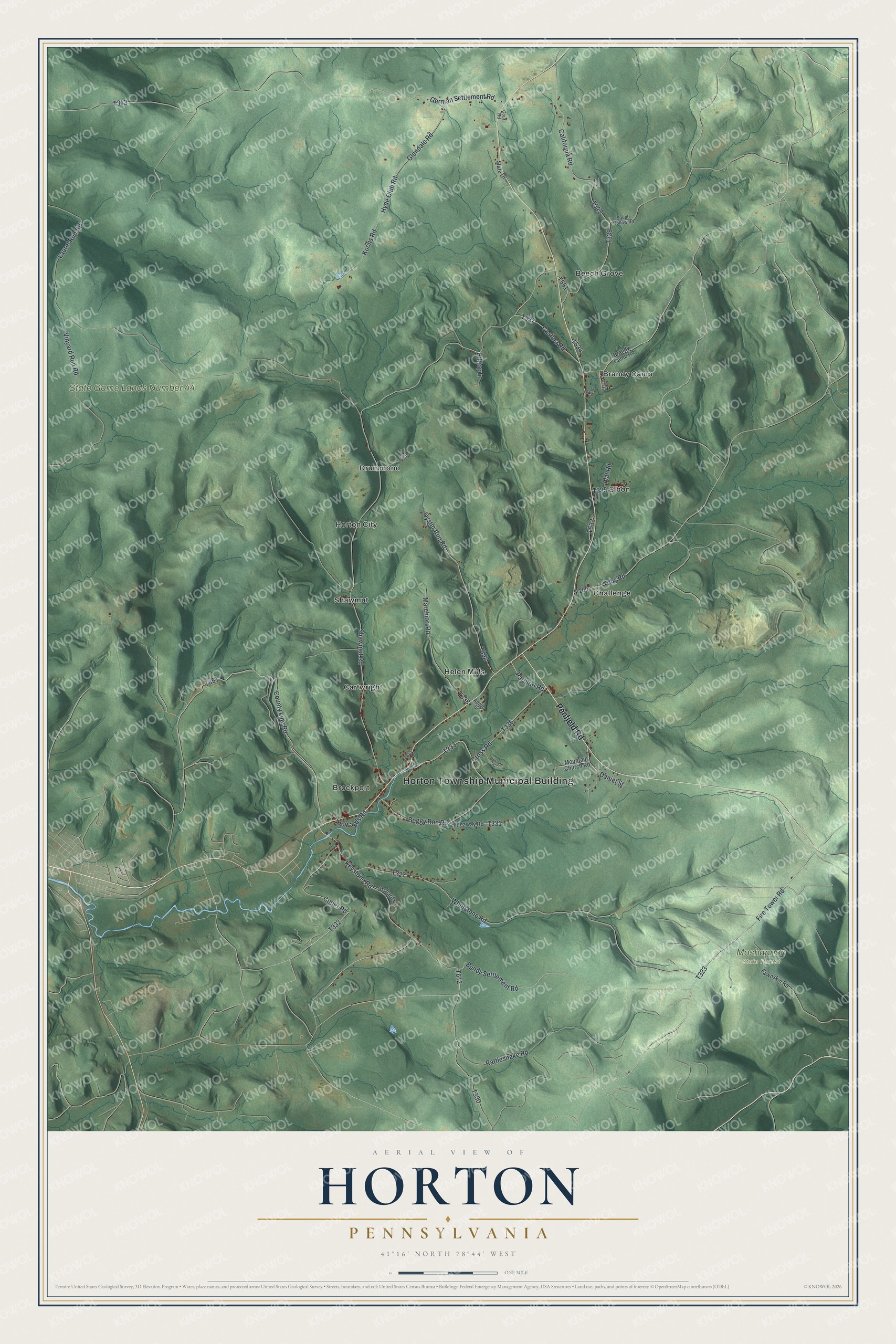 Watermarked full-map preview of Horton, Pennsylvania