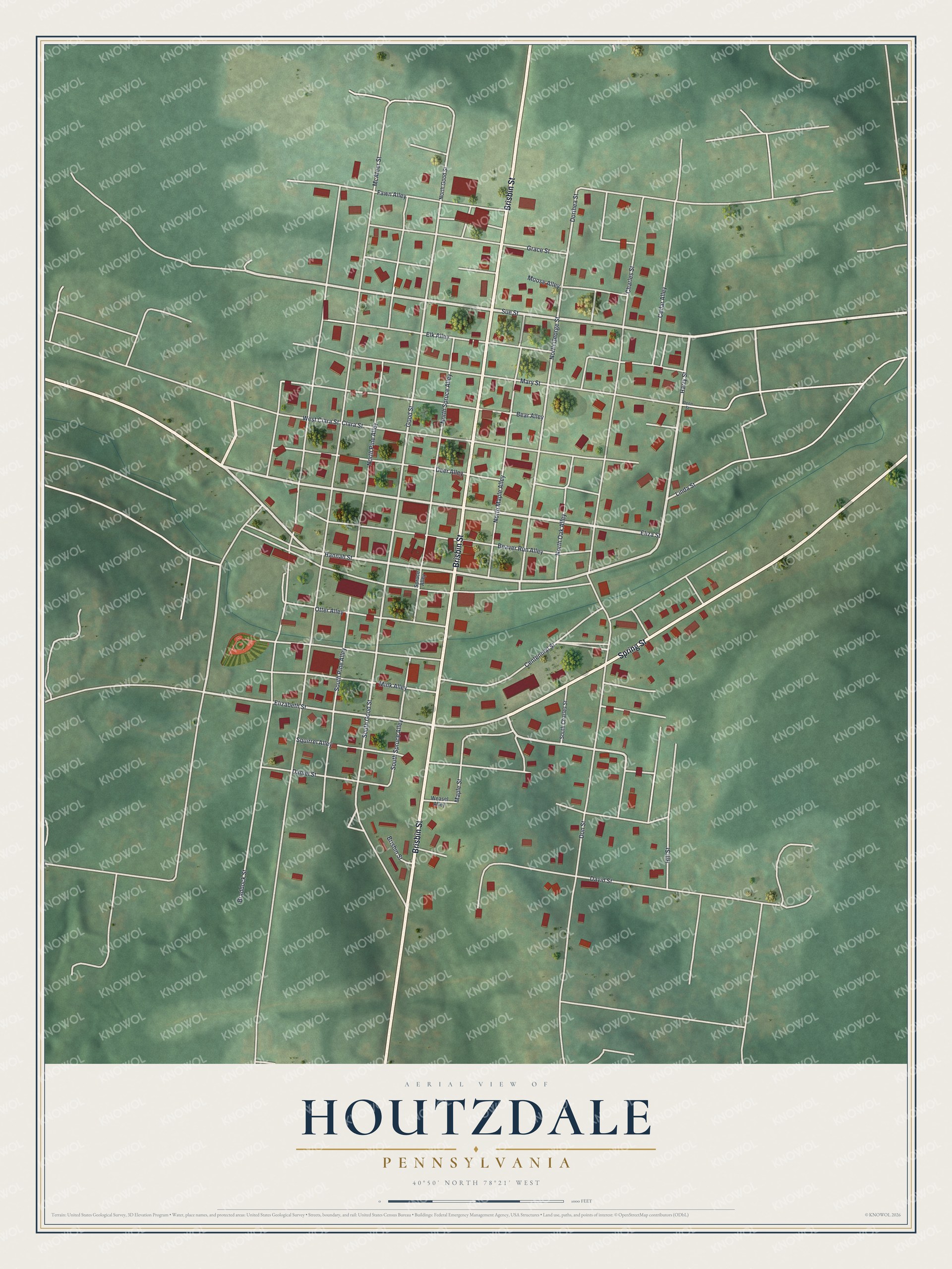 Watermarked full-map preview of Houtzdale, Pennsylvania