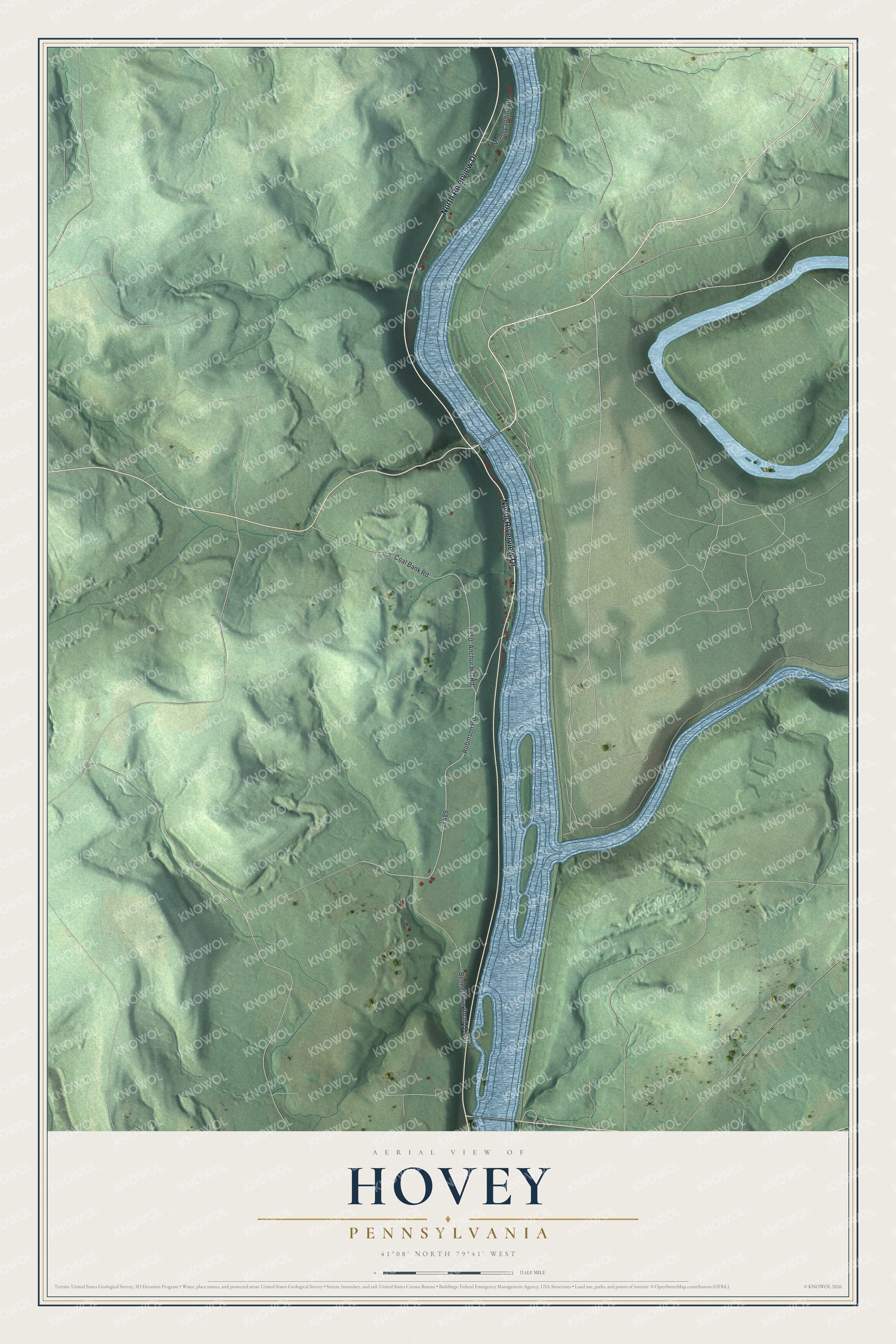 Watermarked full-map preview of Hovey, Pennsylvania