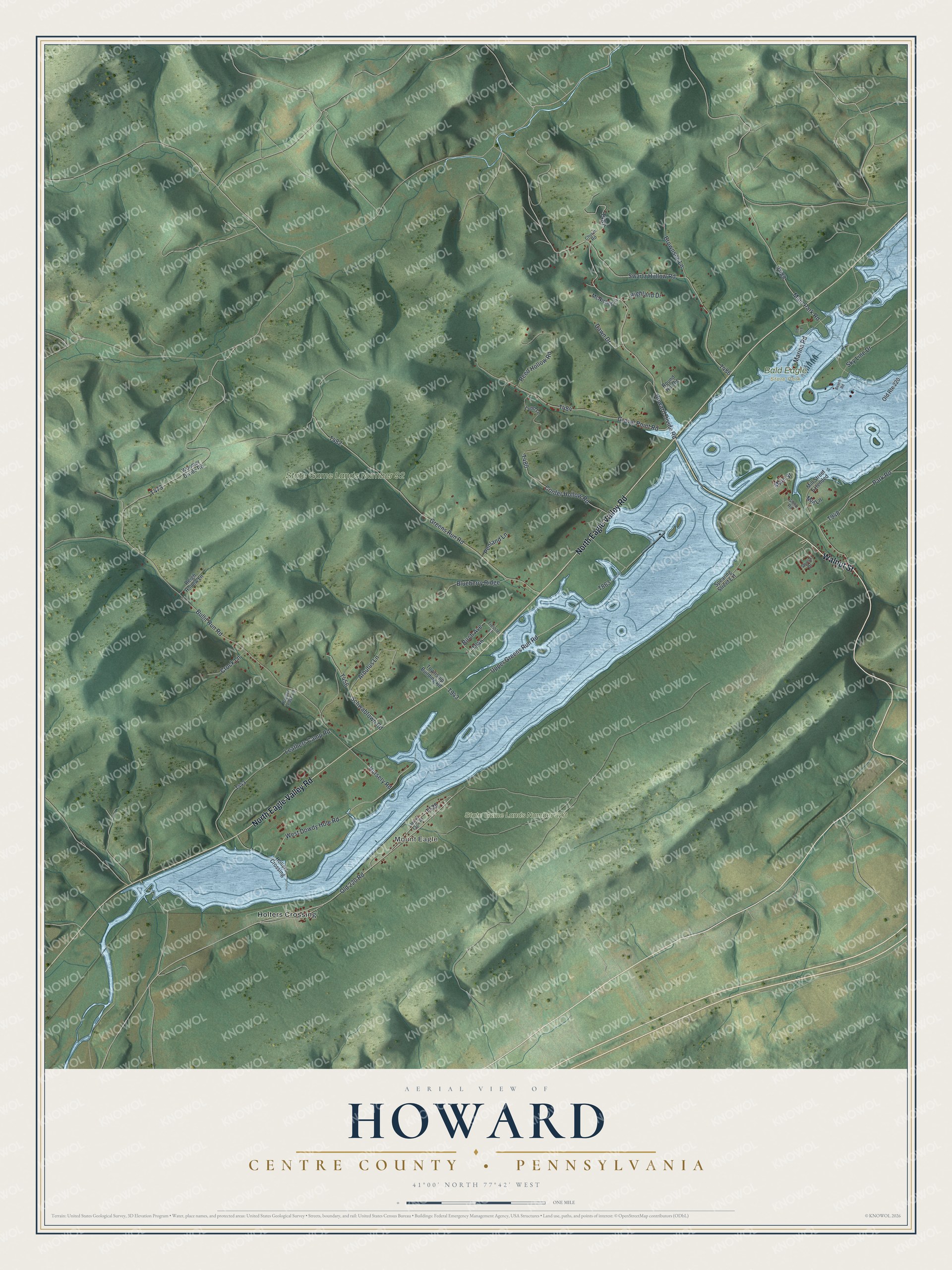 Watermarked full-map preview of Howard, Pennsylvania