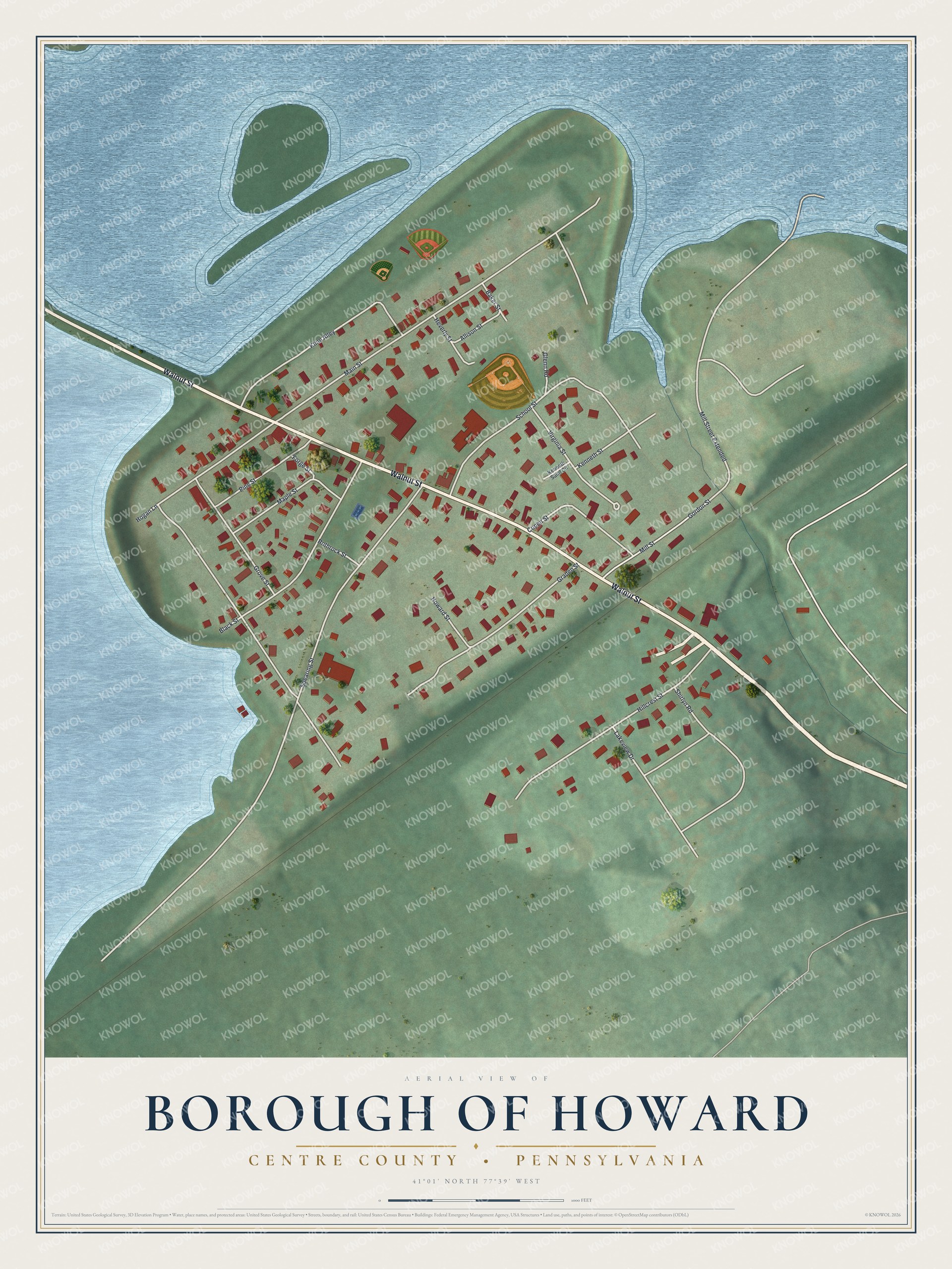 Watermarked full-map preview of Borough of Howard, Pennsylvania