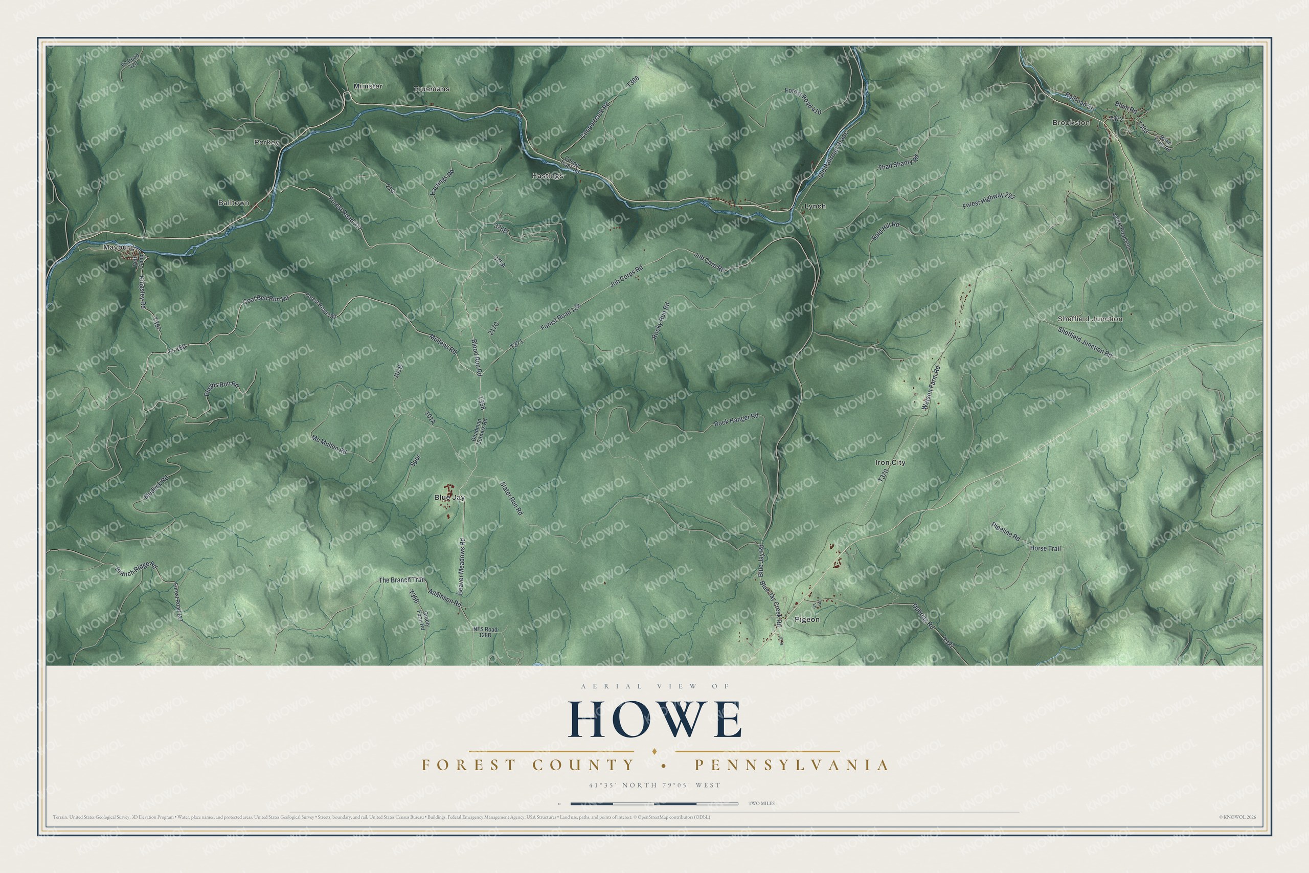 Watermarked full-map preview of Howe, Pennsylvania