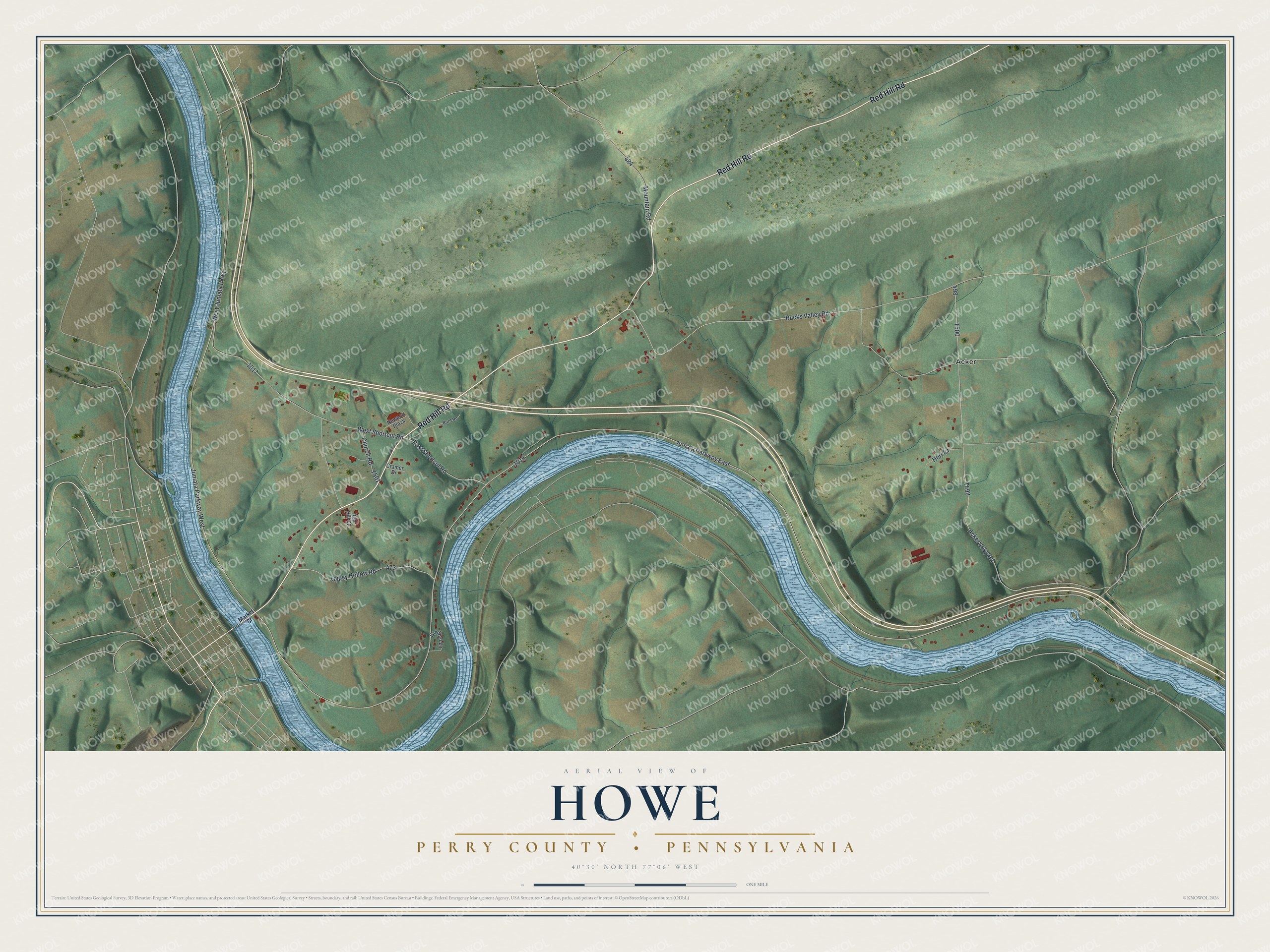 Watermarked full-map preview of Howe, Pennsylvania