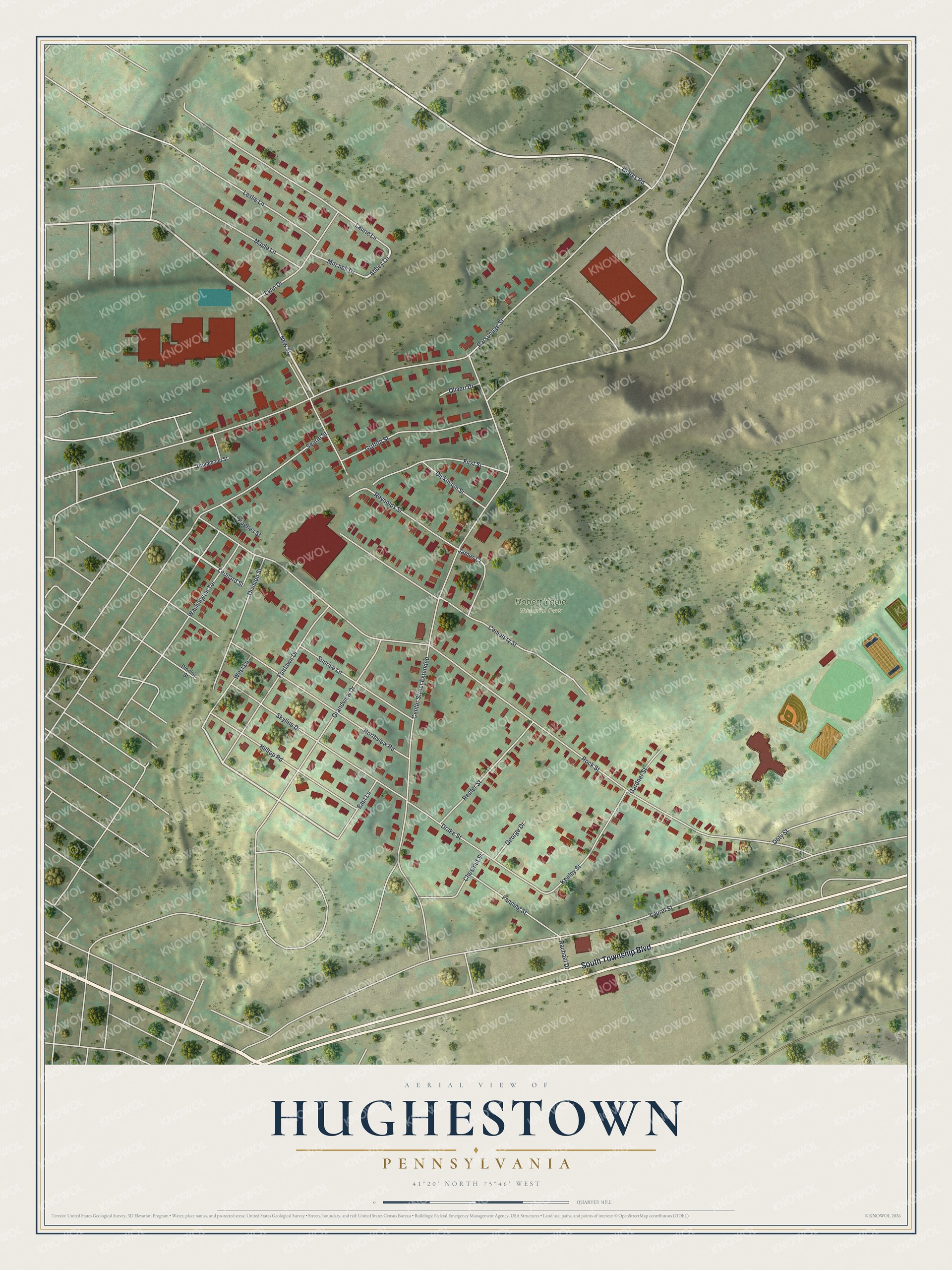 Watermarked full-map preview of Hughestown, Pennsylvania