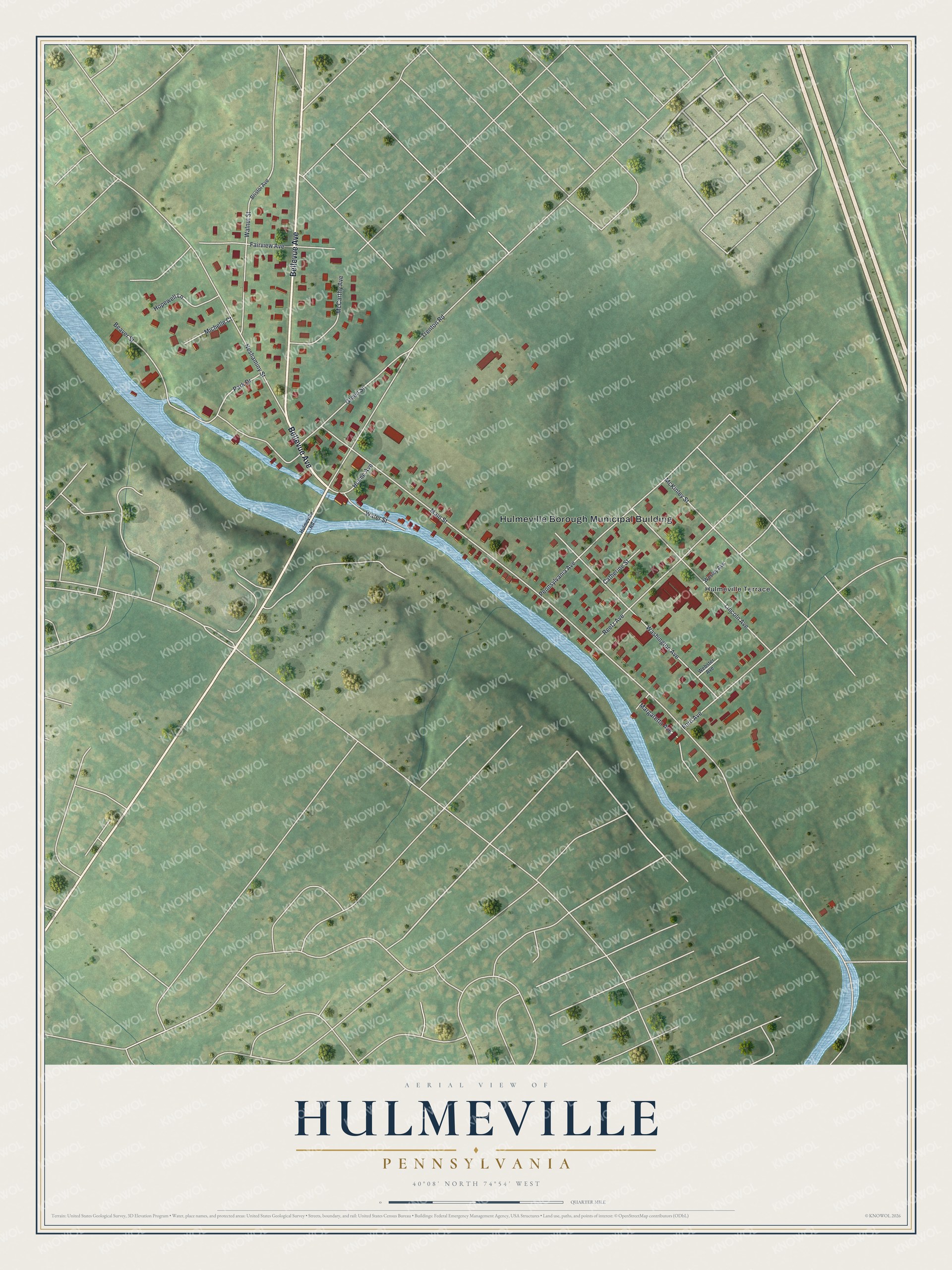 Watermarked full-map preview of Hulmeville, Pennsylvania