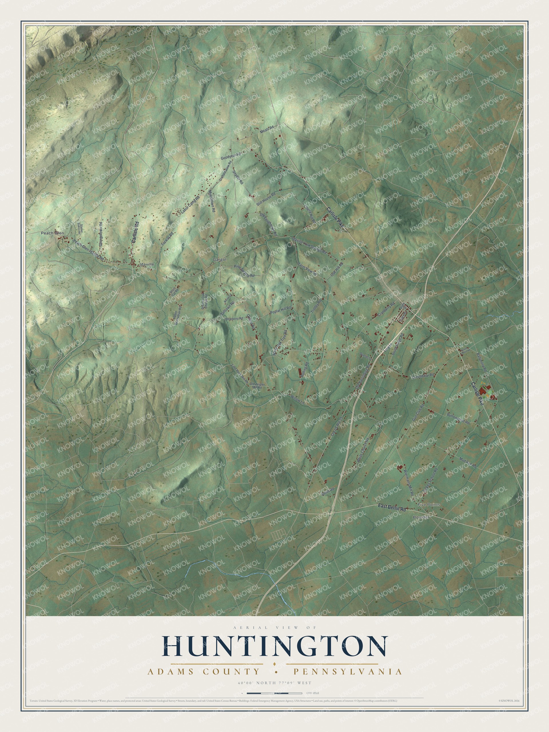 Watermarked full-map preview of Huntington, Pennsylvania