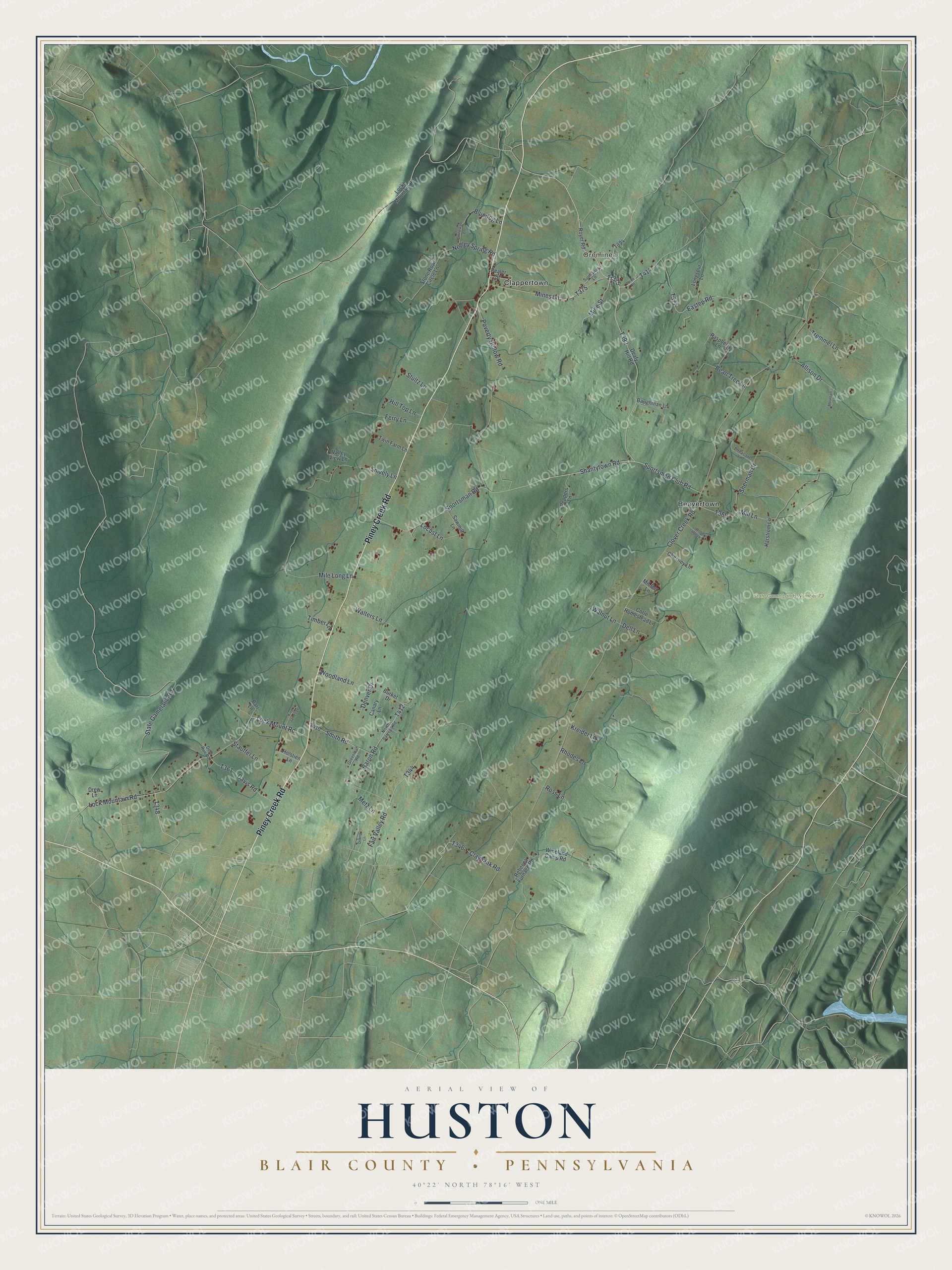 Watermarked full-map preview of Huston, Pennsylvania