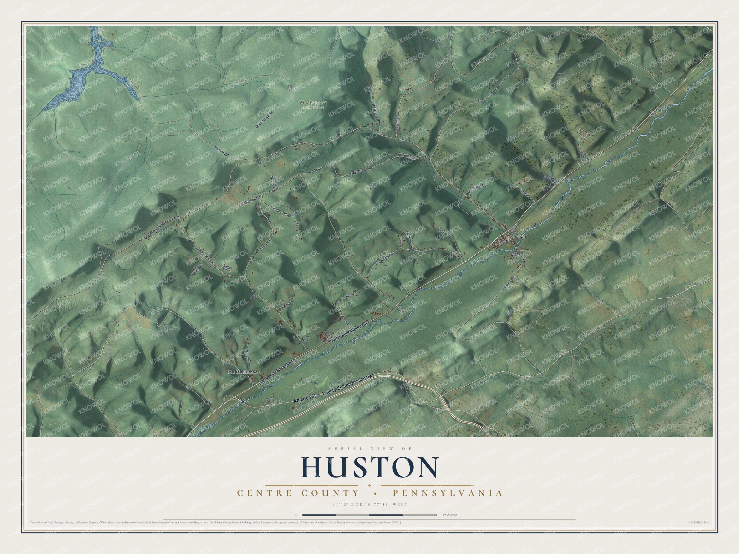 Watermarked full-map preview of Huston, Pennsylvania