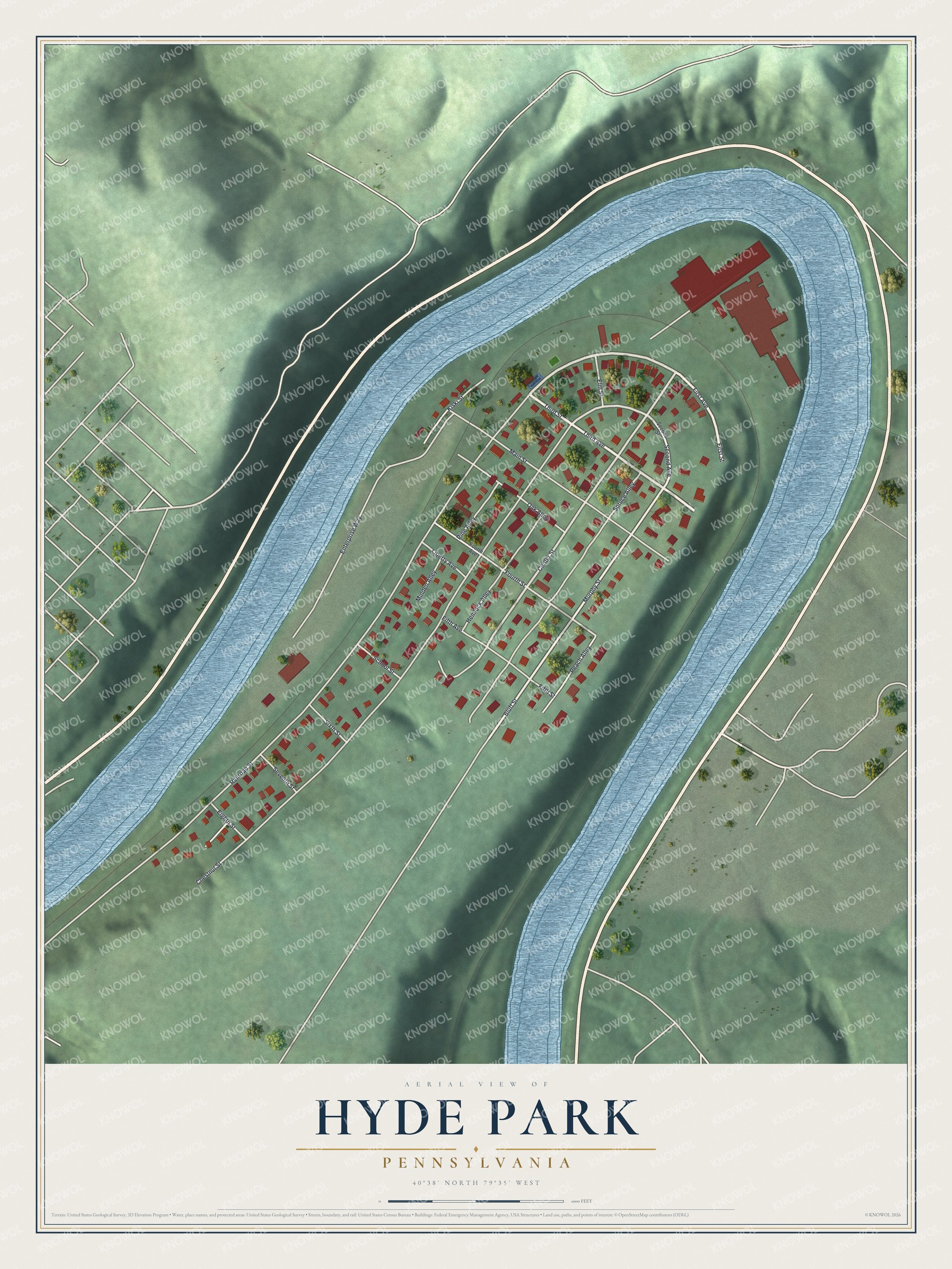 Watermarked full-map preview of Hyde Park, Pennsylvania