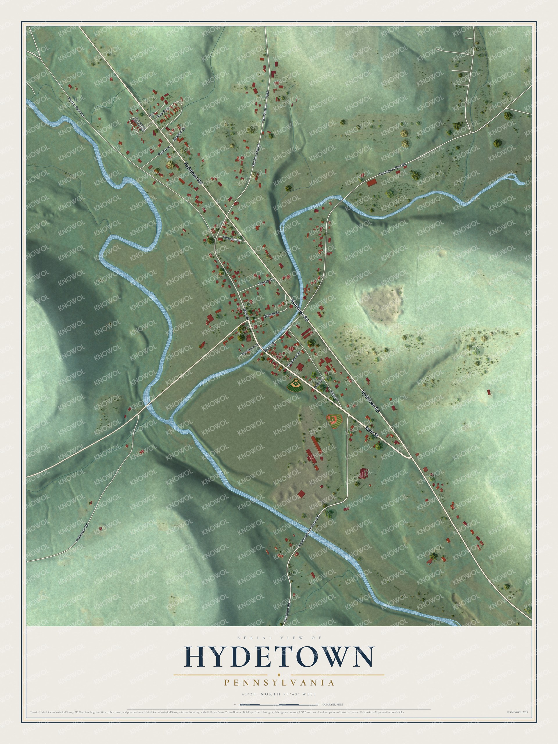 Watermarked full-map preview of Hydetown, Pennsylvania