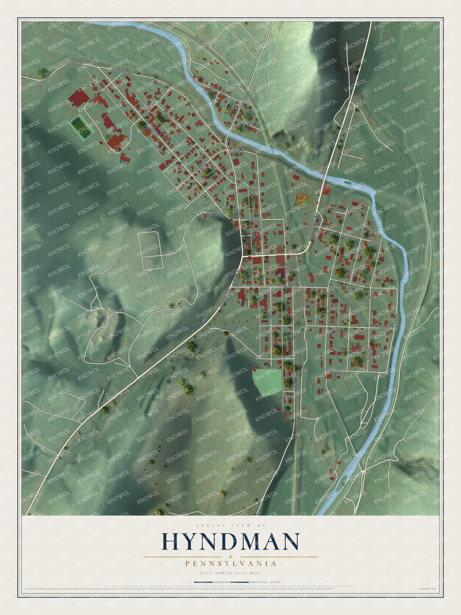 Watermarked full-map preview of Hyndman, Pennsylvania