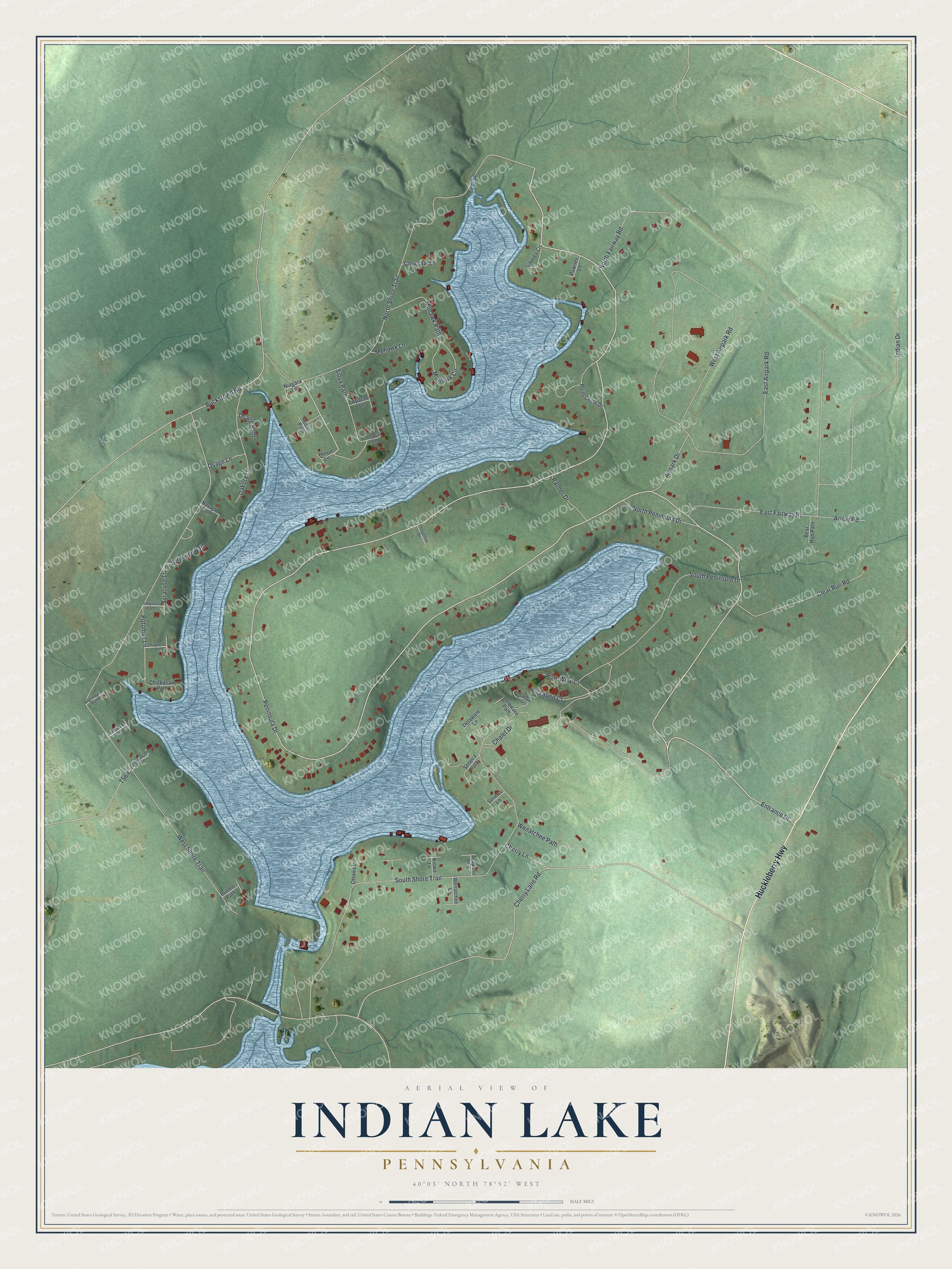 Watermarked full-map preview of Indian Lake, Pennsylvania