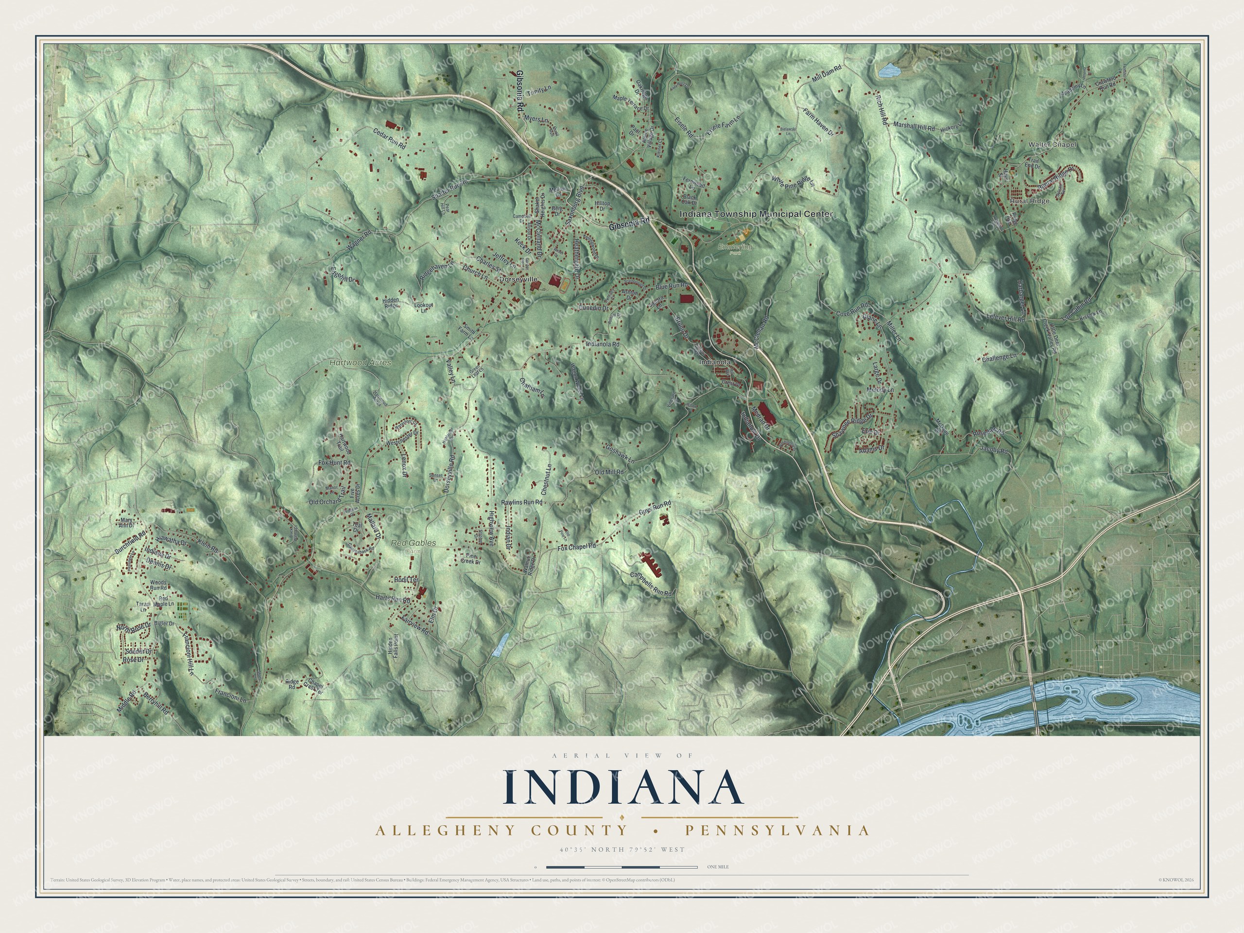 Watermarked full-map preview of Indiana, Pennsylvania