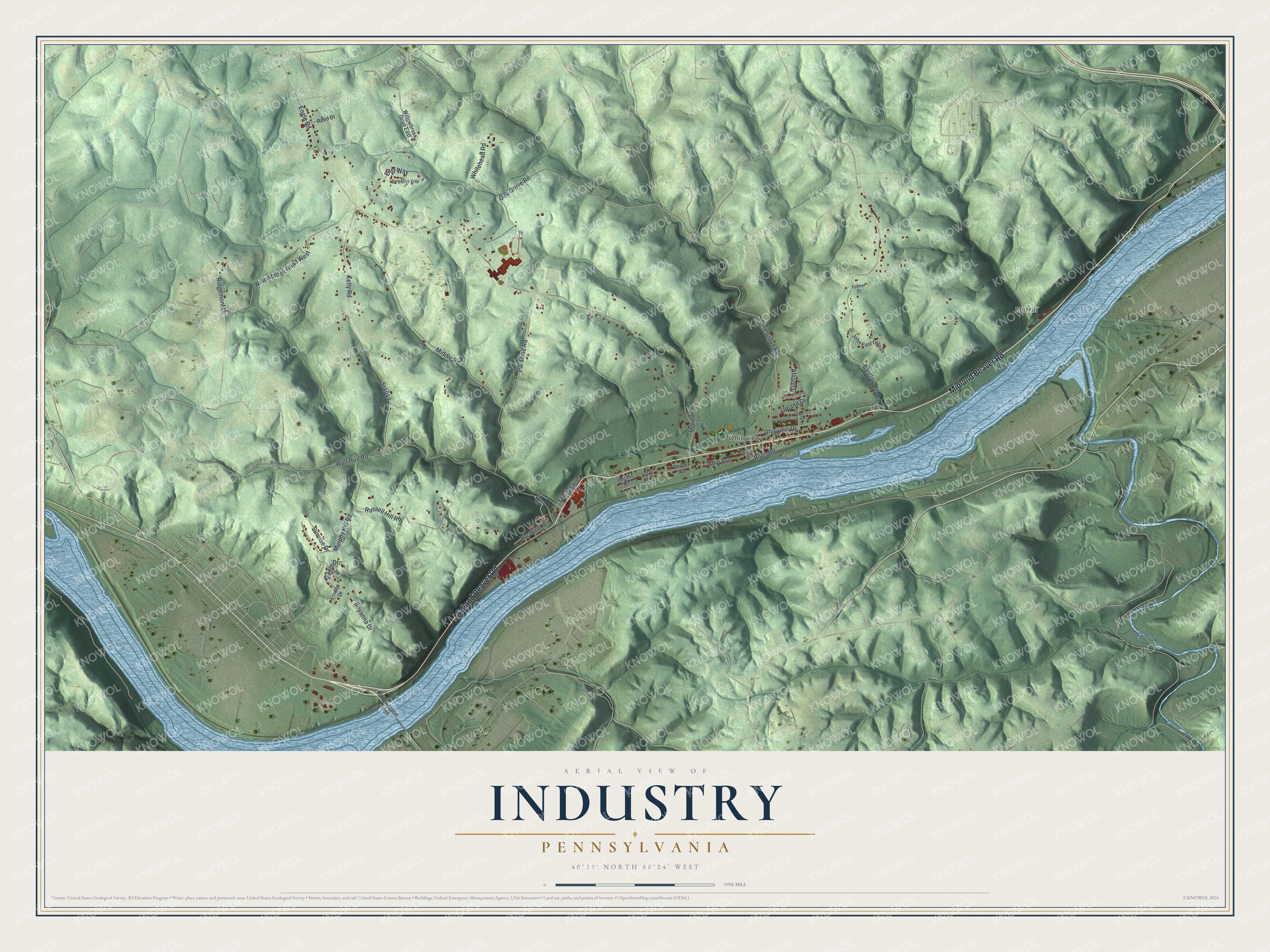 Watermarked full-map preview of Industry, Pennsylvania