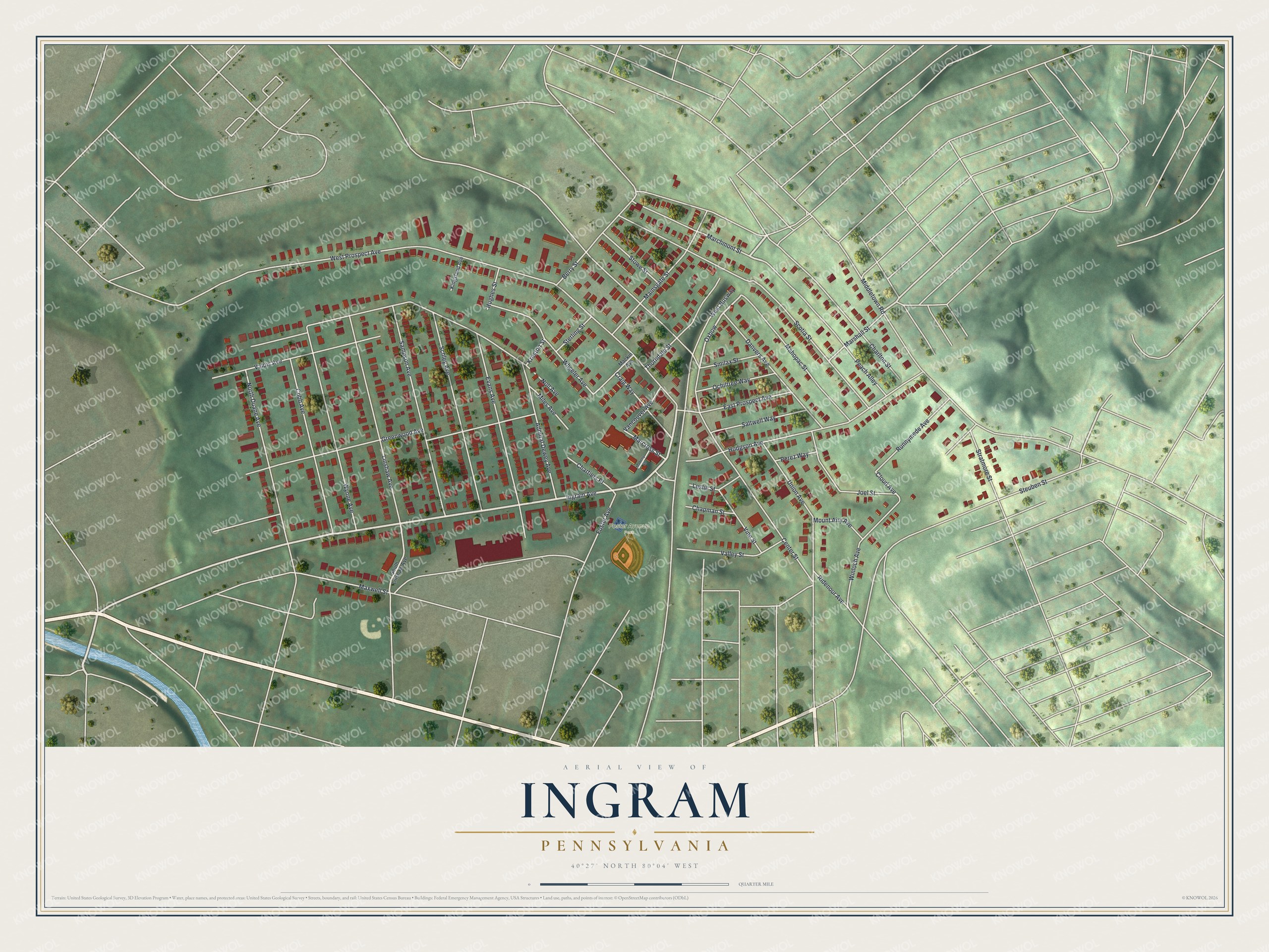 Watermarked full-map preview of Ingram, Pennsylvania